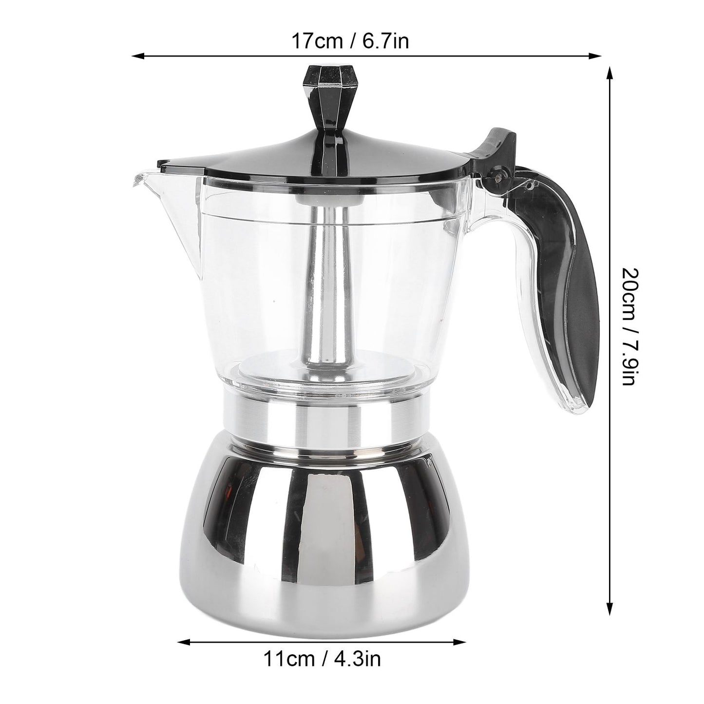 6 Cups Stainless Steel Coffee Pot Italian Octagonal Household Brewing Coffee Moka Pot