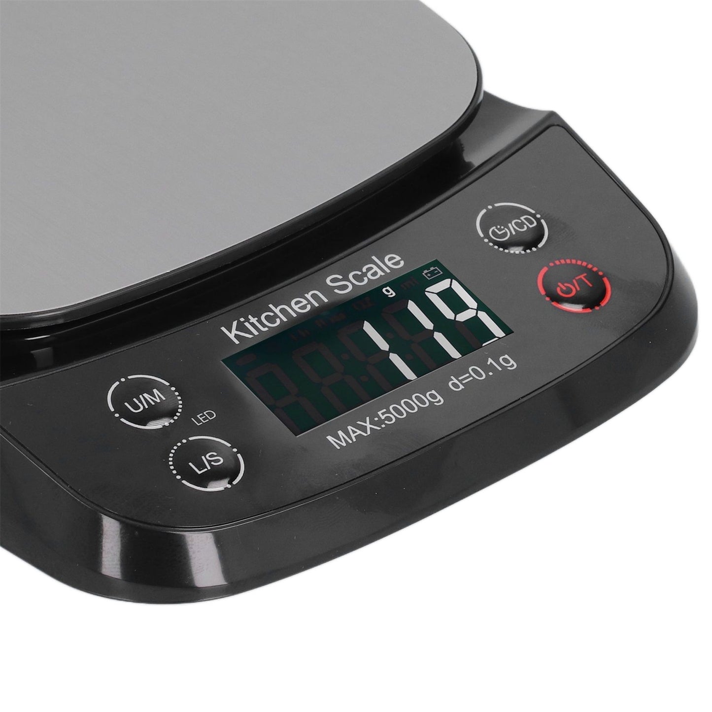 Kitchen Digital Scale Household Stainless Steel Rechargeable Baking Scale for Weighing Food Black5kg/0.1g