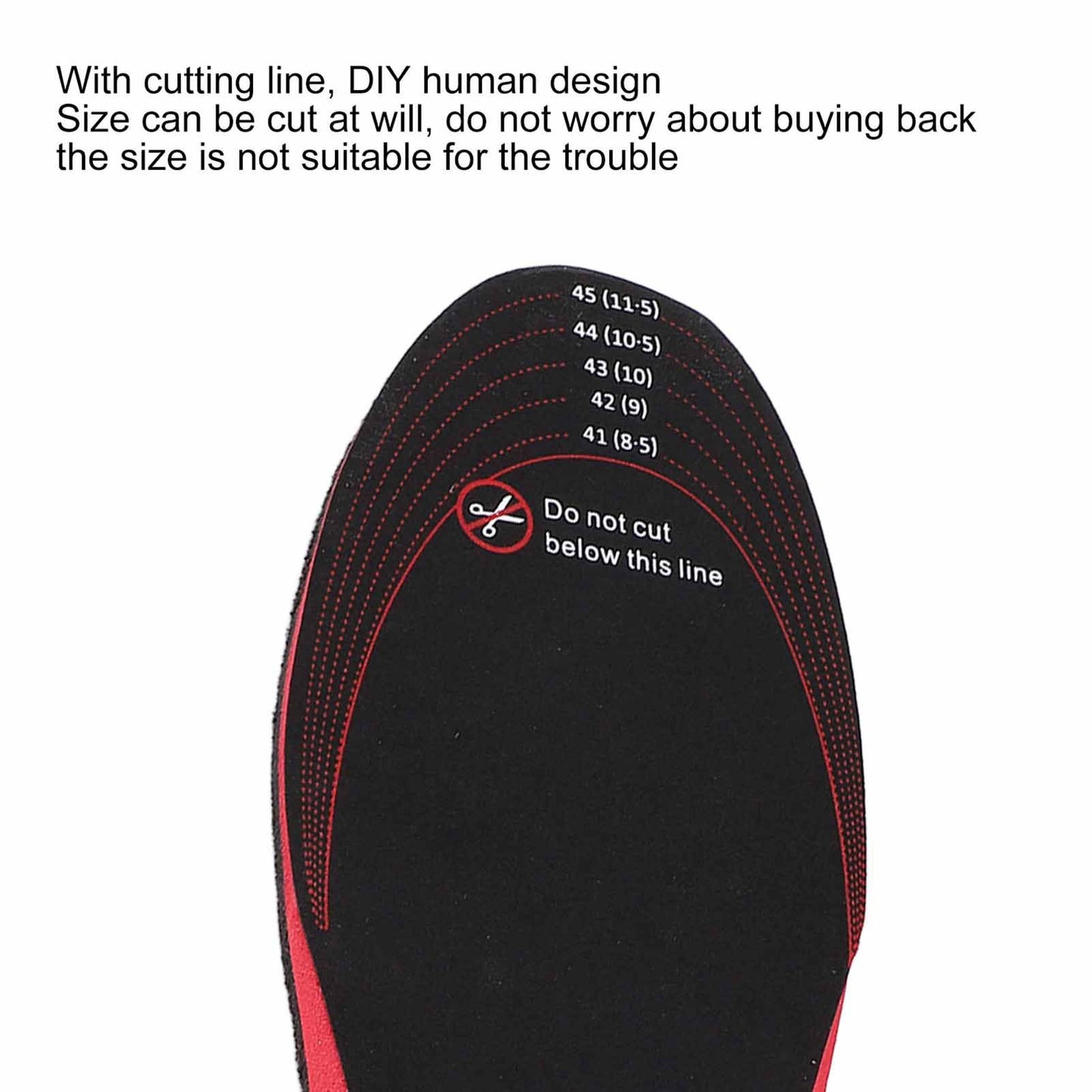 Heated Insoles DIY Cuttable Smart Remote Control USB Rechargeable Electric Heating Insoles for Men Women Outdoor Size 41‑45