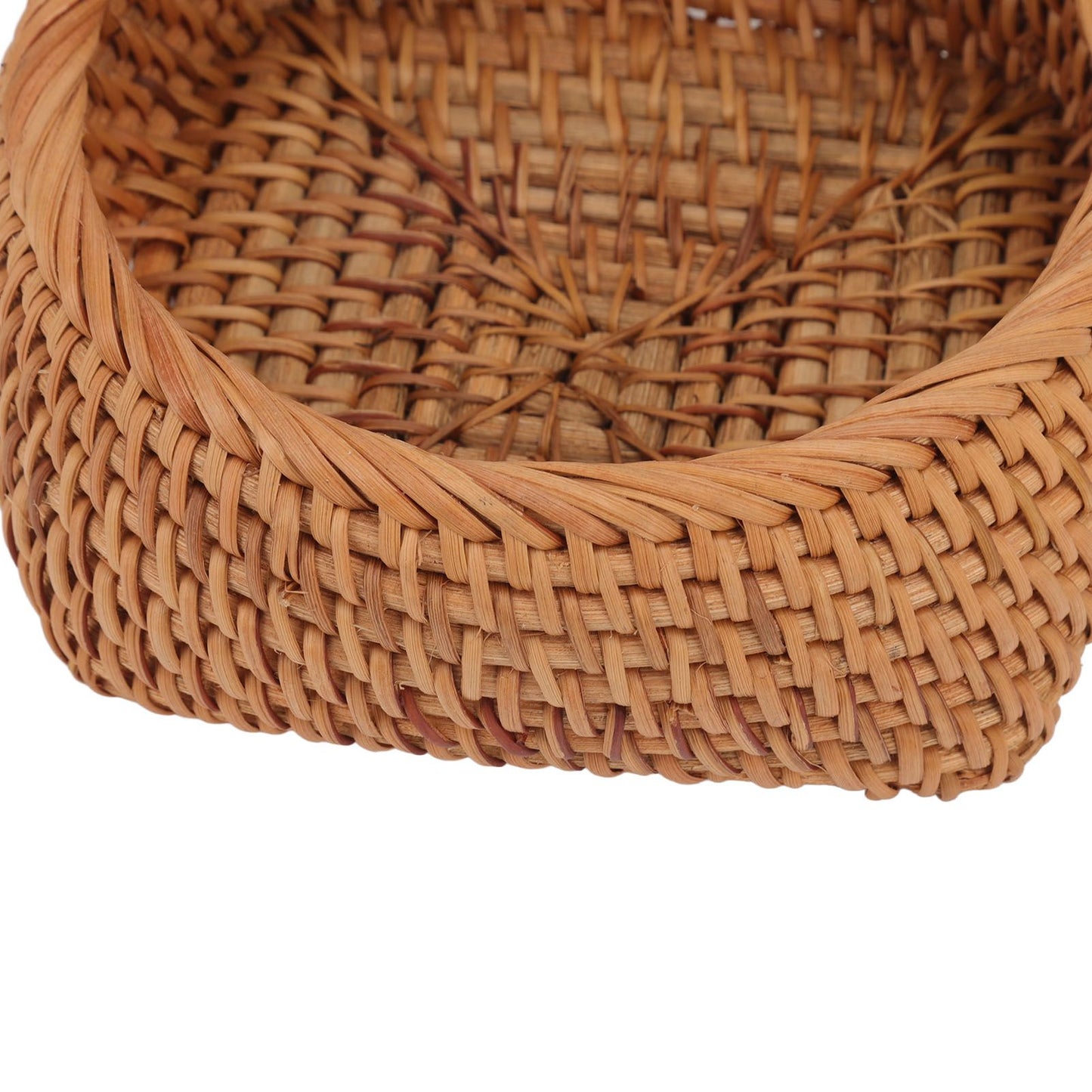 Rattan Storage Basket Hand Woven Simple Exquisite Rattan Organizer Storage Basket for Tea Sets Tableware L