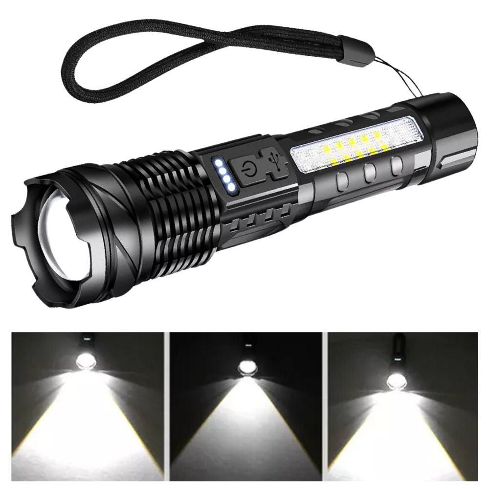Rechargeable LED Flashlights with Digital Power Display Zoomable High Lumens Bright EDC Flashlight for Outdoor