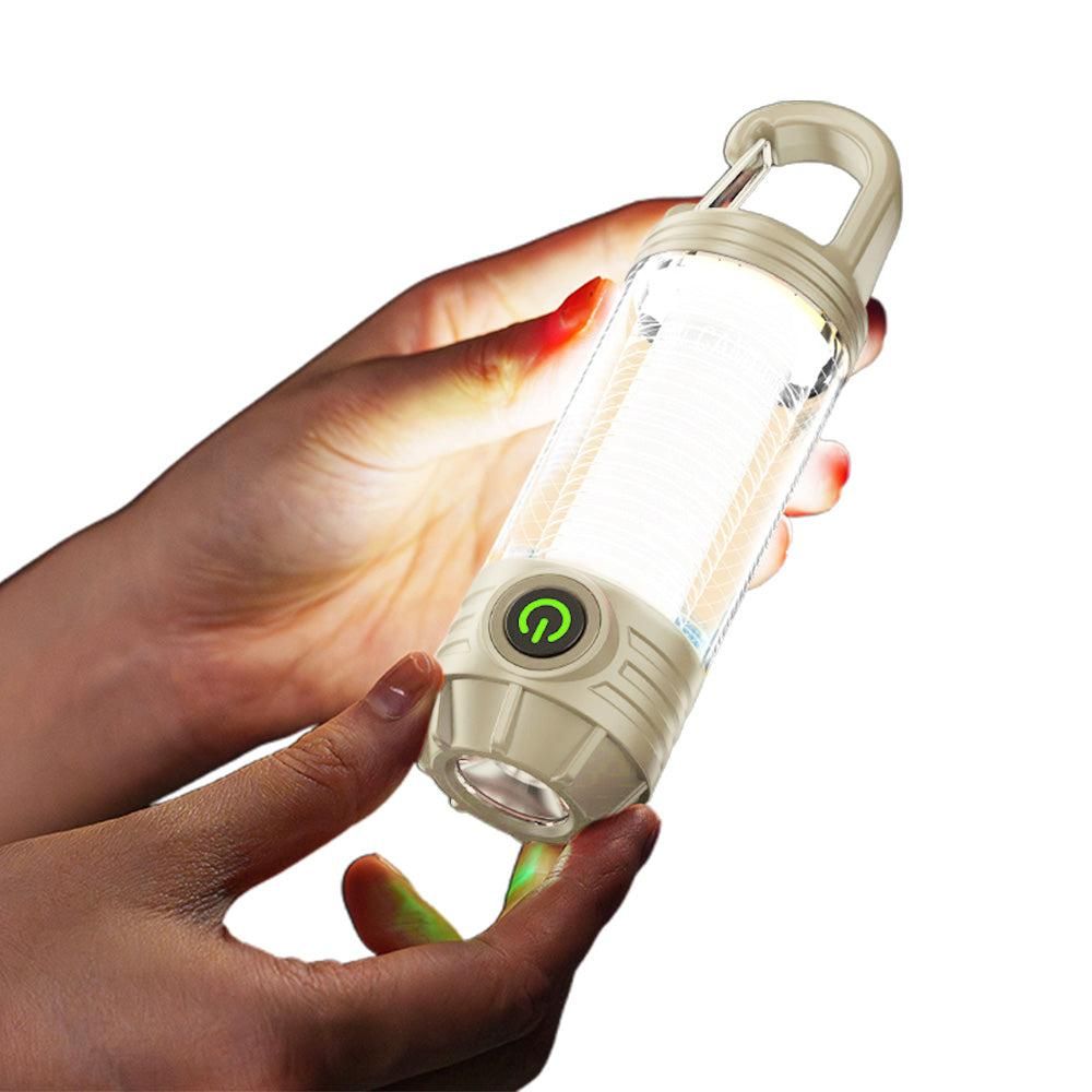 LED Camping Keychain Light - Mini Lantern with Hook for Outdoor Use Blackish Green