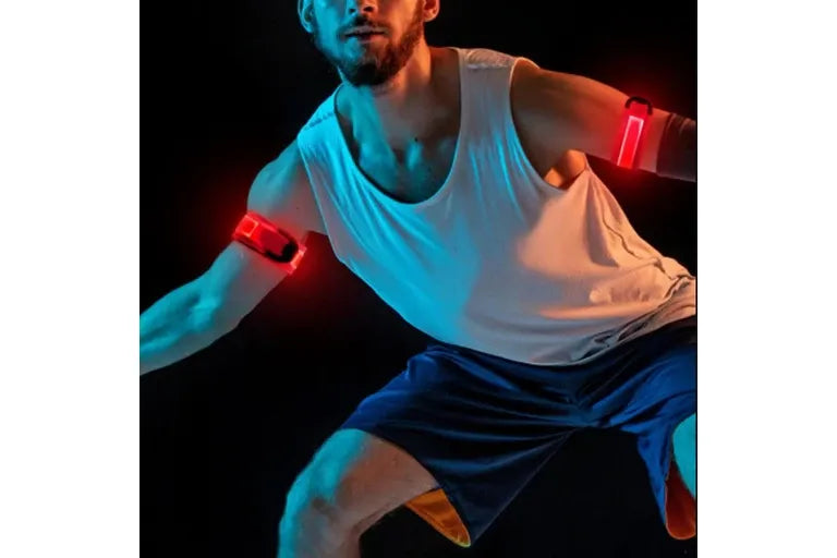 2Pcs Rechargeable Glowing Bracelet LED Slap Wristband Night Running Security Armband Strap Red