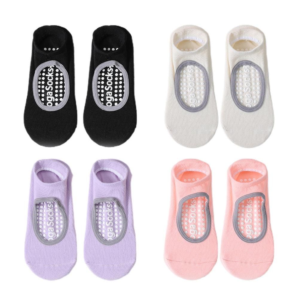 4 Pairs of Anti-Slip Yoga Socks Comfortable Pilates Socks with Grips for Workout Barre