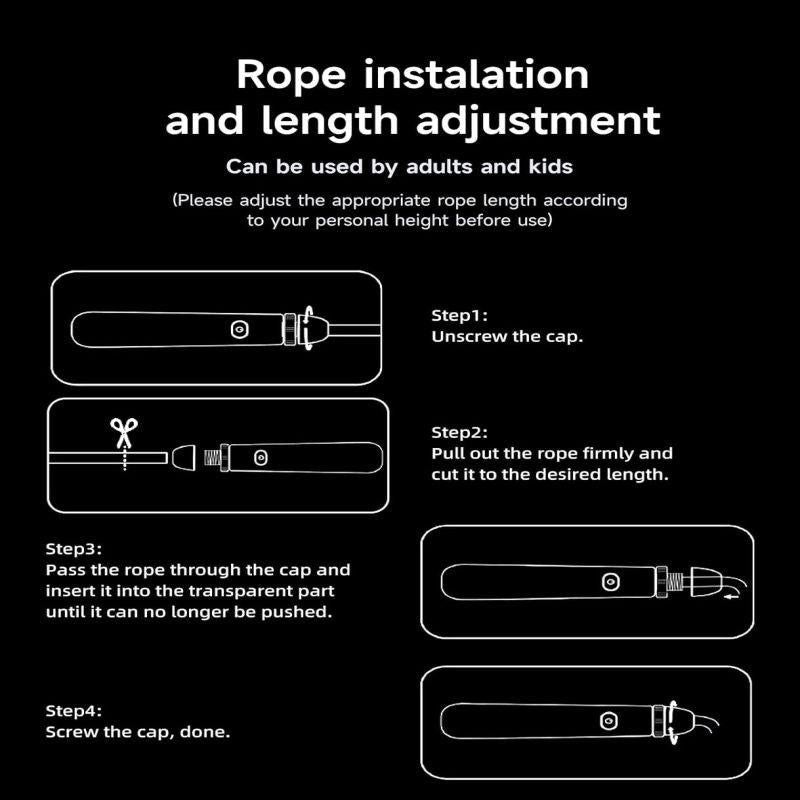 LED Light-Up Jump Rope for Boys Girls - Adjustable Glow-in-the-Dark Skipping Rope Black
