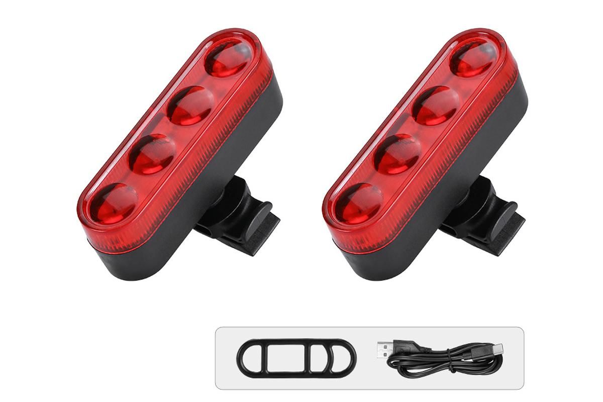 2Pcs Bike Tail Light 4 Modes Bike Rear Light Waterproof Bicycle Taillight-White