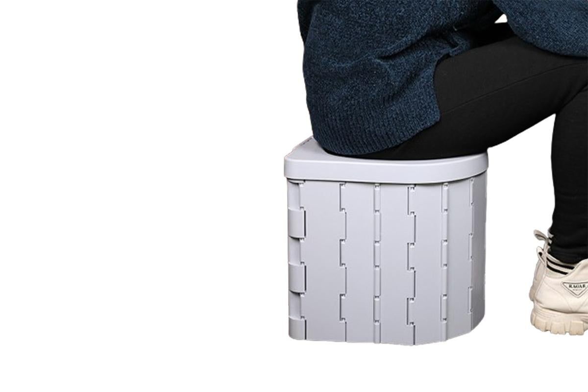 Portable Camping Toilet Folding Toilet for Adults with Lid -Gray