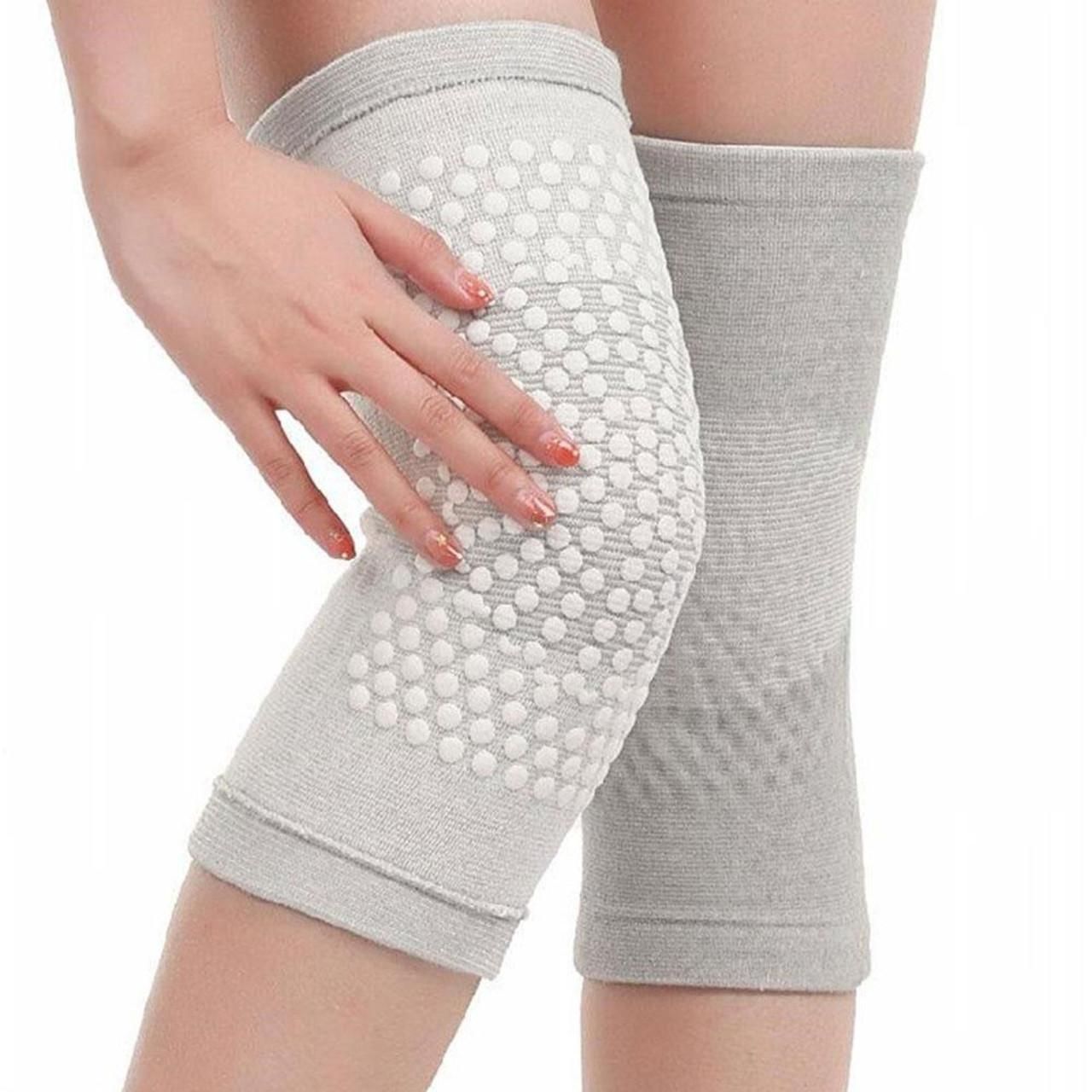 Self Heating Knee Pads Grey Compression Support Sleeves for Arthritis Joint Pain Relief Sports Recovery 2 Pair M