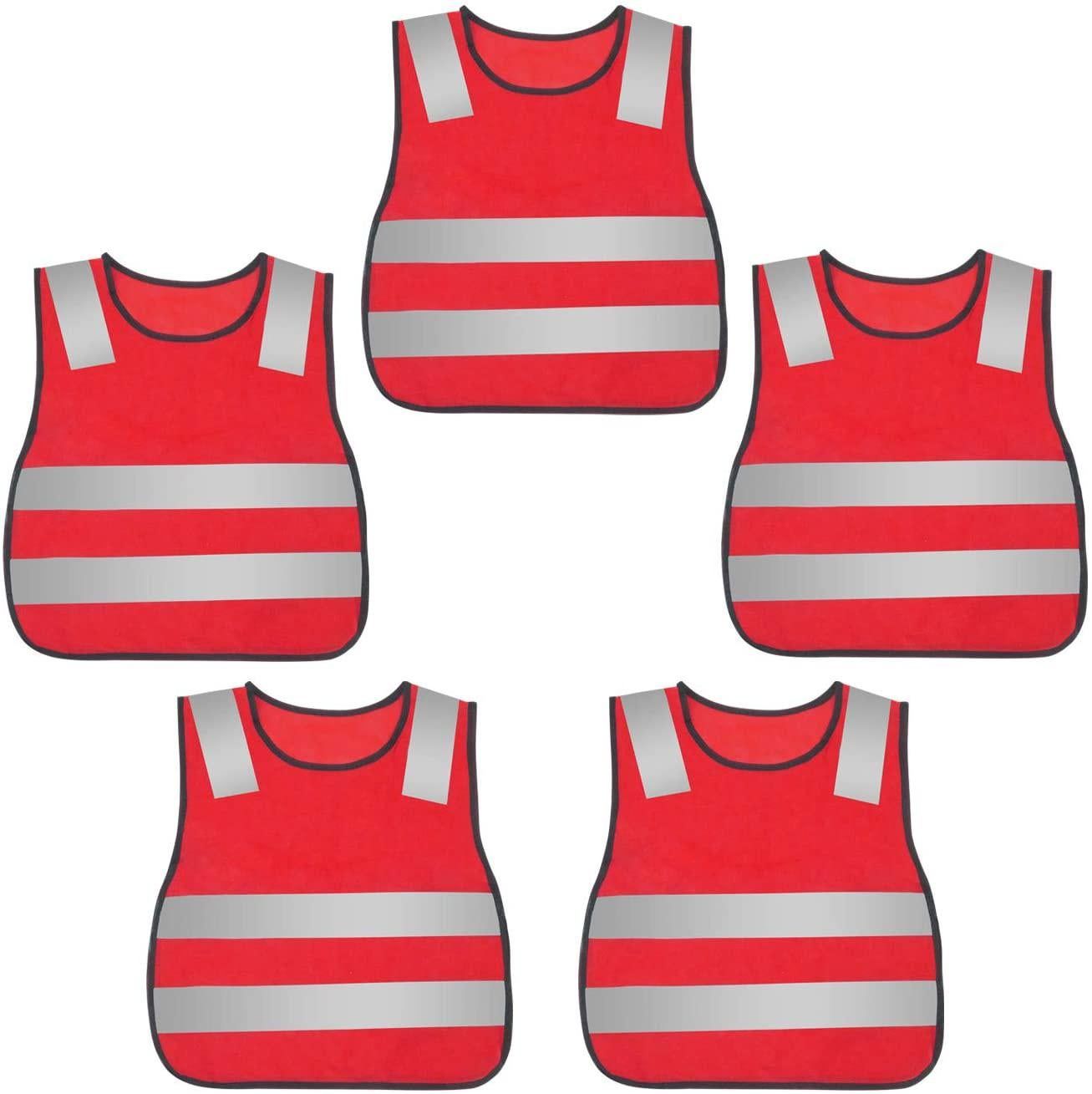 Kids Safety Vest Reflective High Visibility Vest Breathable Traffic Vest Costume Construction Vest Elastic Strap Safety Vest Neon Yellow Purpose for Running Cycling Jogging 5PCS - Yellow