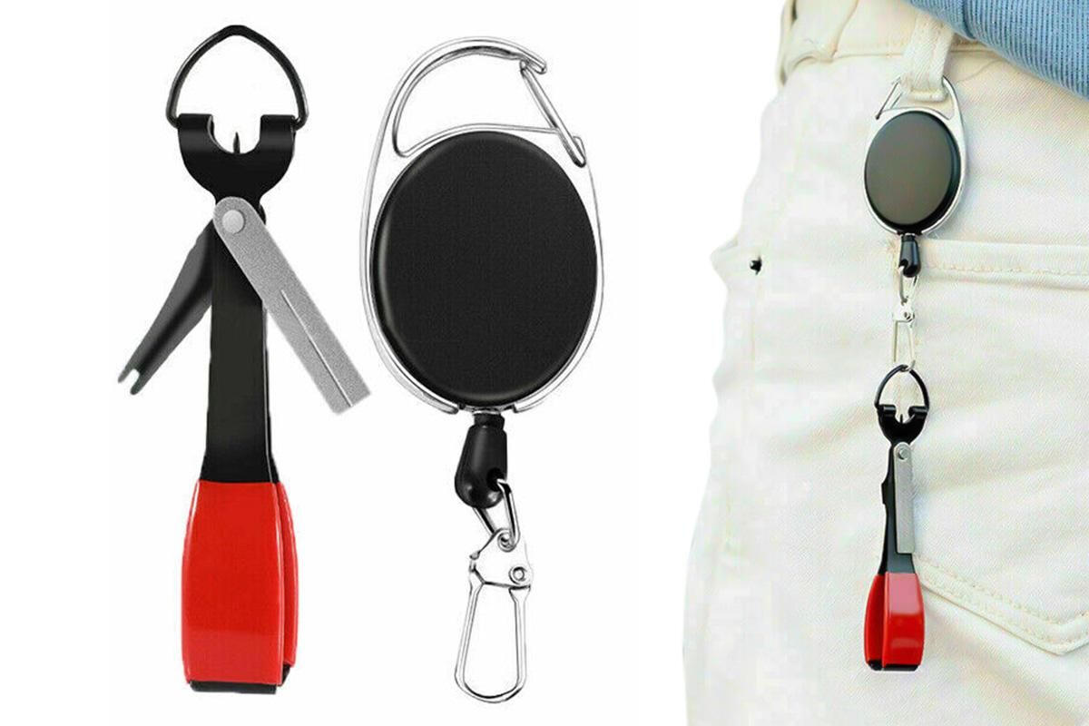 Fishing Knot Tying Tool Fast Line Clippers Tie Tippet Cutter Nipper - Red and Black