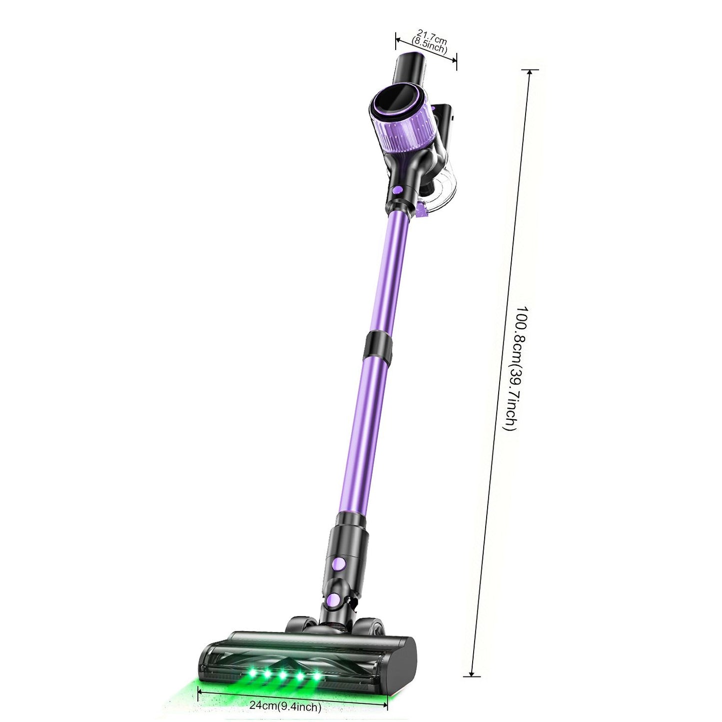 Cordless Vacuum Cleaner, 10 in 1 Stick Vacuum with Powerful Suction, Hose, Green LED Light, Anti-Tangle Brush, 55Kpa Lightweight Rechargeable Vacuum Cleaner for Home, Hardwood Floors, Carpets, Pet Hair.