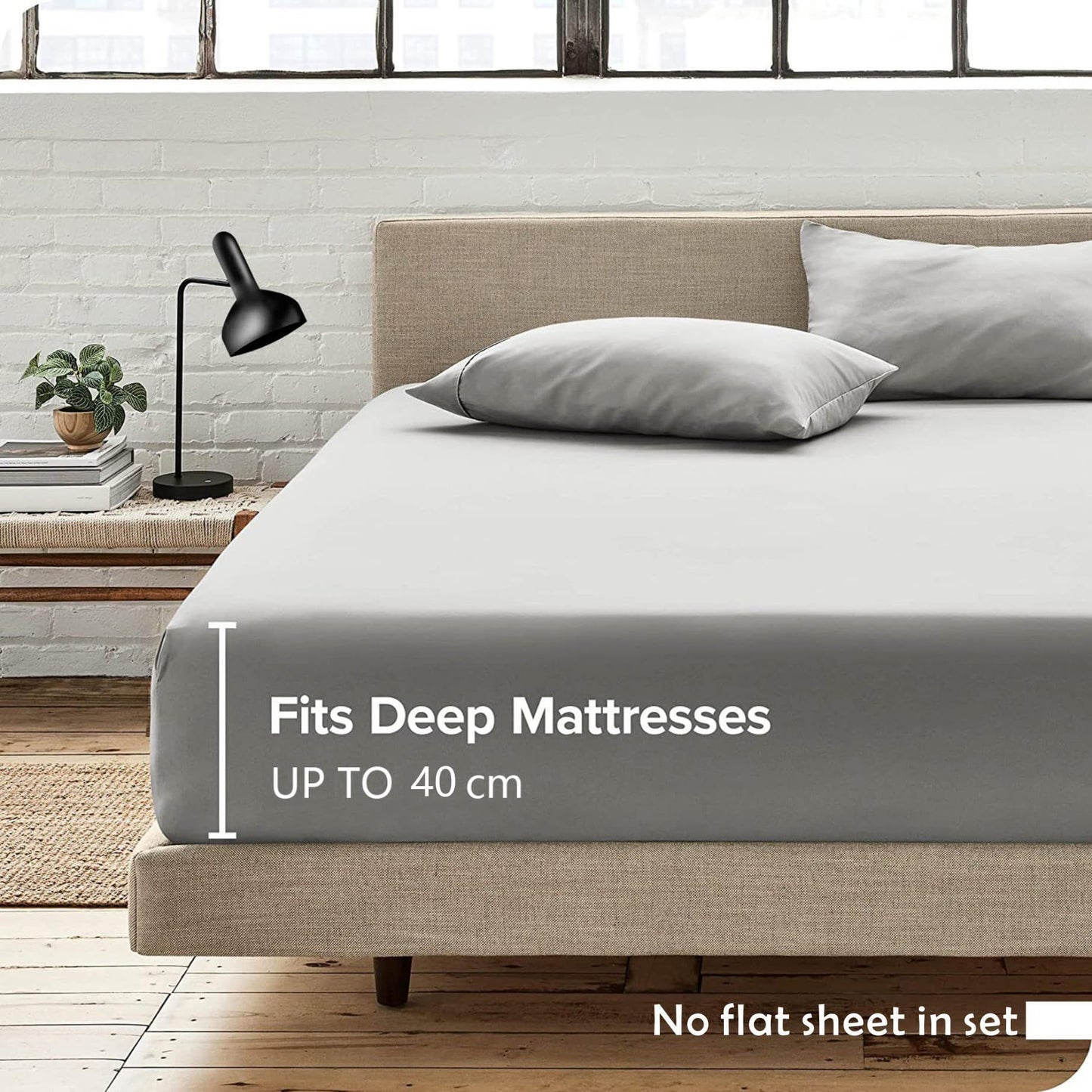 Hotel Quality Fitted Sheet - 1 Piece Fitted Sheet -Breathable Bedding - Wrinkle, Fade, Stain Resistant- 16inch/40cm Deep Pocket Fitted Bed Sheet-Wrinkle and Fade Resistant,(Silver-gray,Super King)