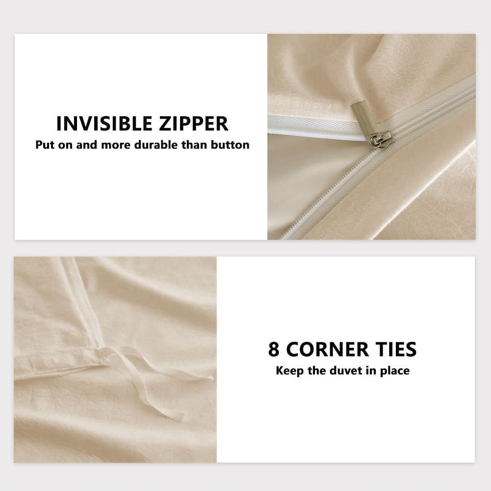 Hotel Soft Microfiber Duvet Cover Set-2000TC Quilt Cover Set & Pillowcases -1 Donna Cover Zipper Closure & 1 x Pillowcases-Breathable Bedding - Wrinkle, Fade, Stain Resistant(Cream White,Single)