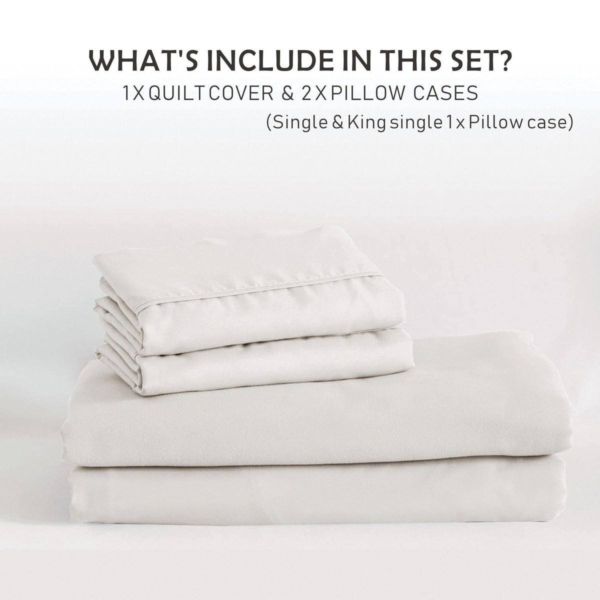 3 Piece Hotel Soft Microfiber Quilt Cover Set-2000TC Duvet/Donna Cover Set & Pillowcases -1 Quilt Cover Zipper Closure & 1 x Pillowcases-Breathable Bedding - Wrinkle, Fade, Stain Resistant(Raw white,Double)