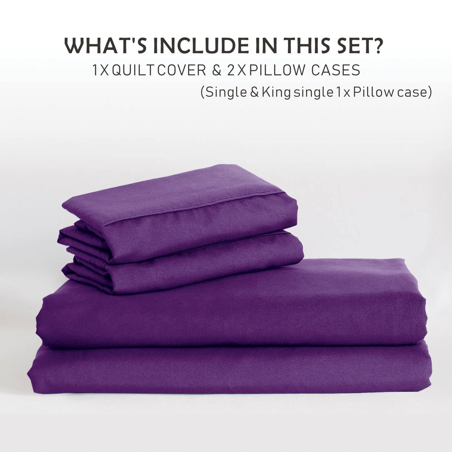 2 Piece Hotel Soft Microfiber Quilt Cover Set-2000TC Duvet/Donna Cover Set & Pillowcases -1 Quilt Cover Zipper Closure & 1 x Pillowcases-Breathable Bedding - Wrinkle, Fade, Stain Resistant(Purple,King Single)