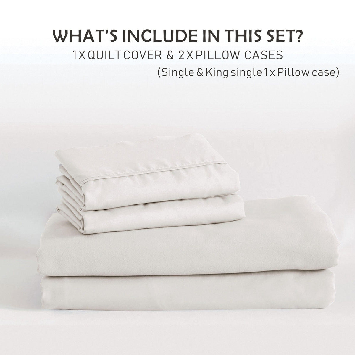 3 Piece Hotel Soft Microfiber Quilt Cover Set-2000TC Duvet/Donna Cover Set & Pillowcases -1 Quilt Cover Zipper Closure & 1 x Pillowcases-Breathable Bedding - Wrinkle, Fade, Stain Resistant(Raw white,Queen)