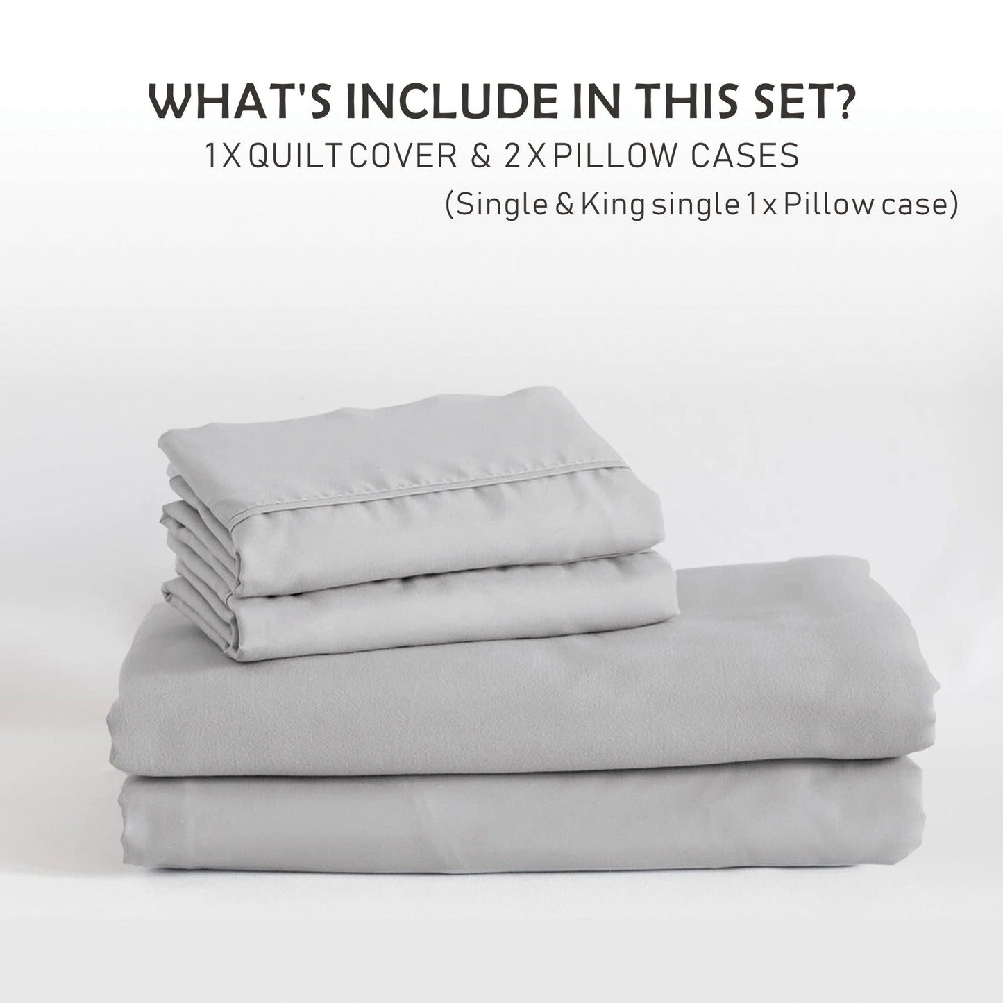 3 Piece Hotel Soft Microfiber Quilt Cover Set-2000TC Duvet/Donna Cover Set & Pillowcases -1 Quilt Cover Zipper Closure & 1 x Pillowcases-Breathable Bedding - Wrinkle, Fade, Stain Resistant(Silver-gray,Queen)
