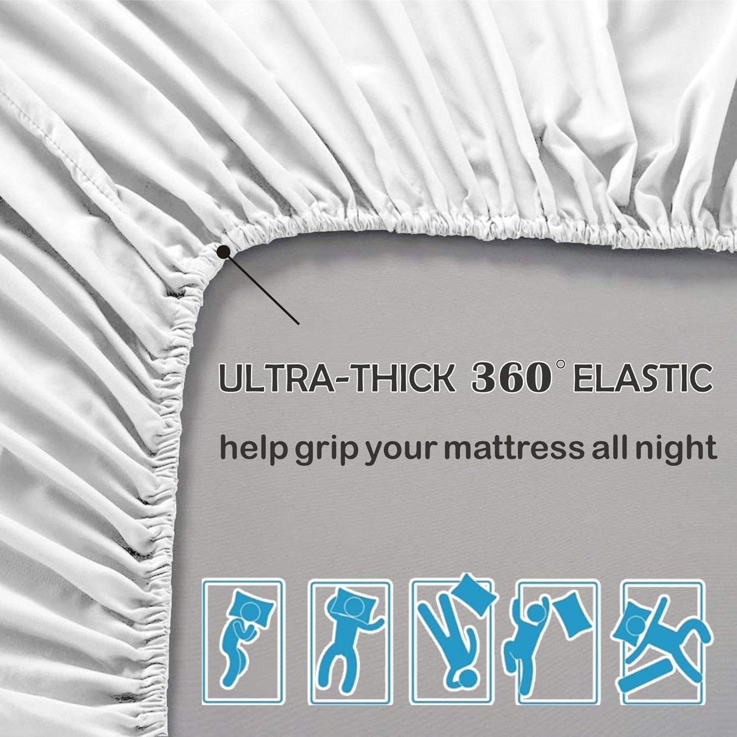 2 Piece Fitted Sheet Set- Fitted Sheet & Pillowcases -Breathable Bedding - Wrinkle, Fade, Stain Resistant- 40cm Deep Pocket Fitted Bed Sheet Set(White,Single)