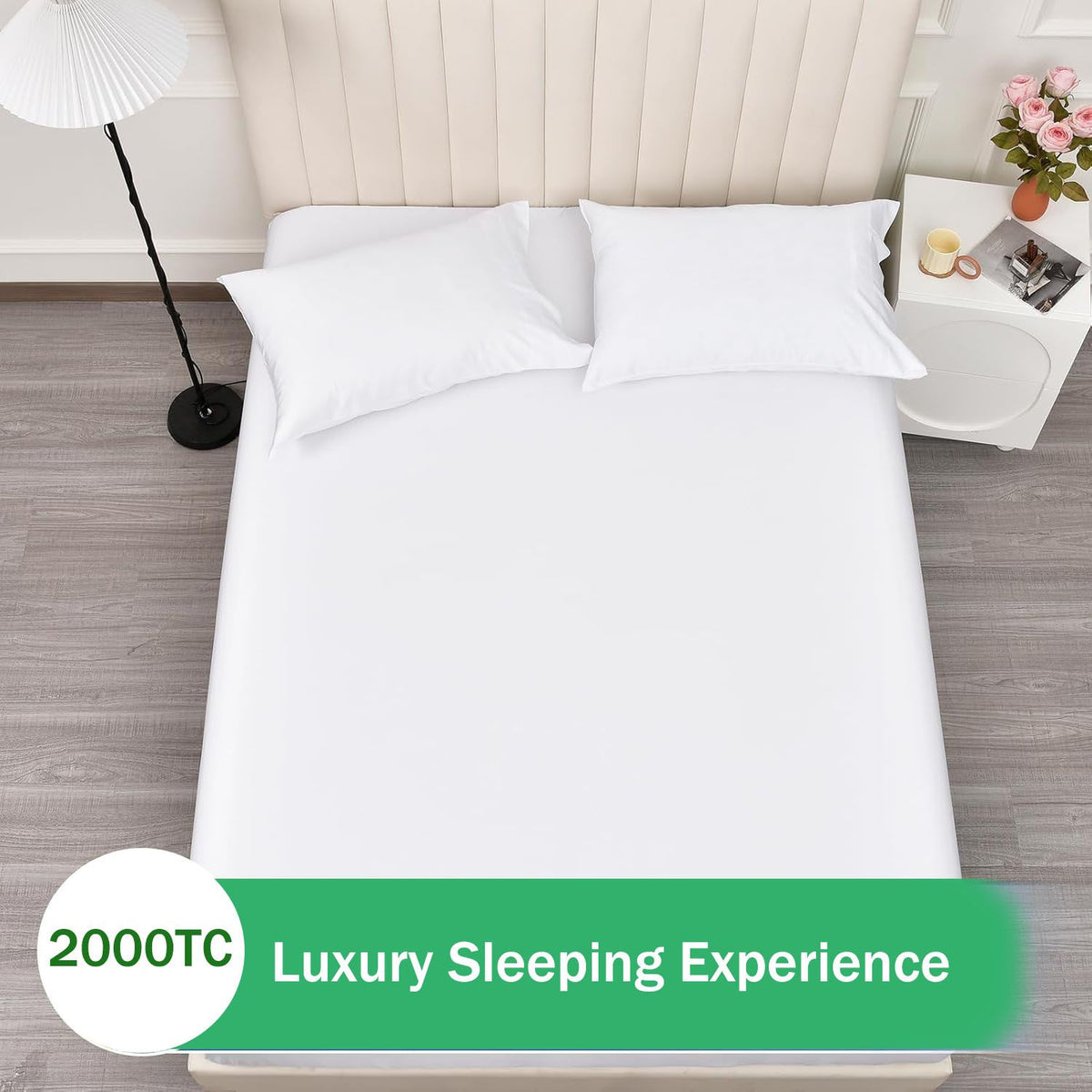2 Piece Fitted Sheet Set- Fitted Sheet & Pillowcases -Breathable Bedding - Wrinkle, Fade, Stain Resistant- 40cm Deep Pocket Fitted Bed Sheet Set(Raw white,Single)