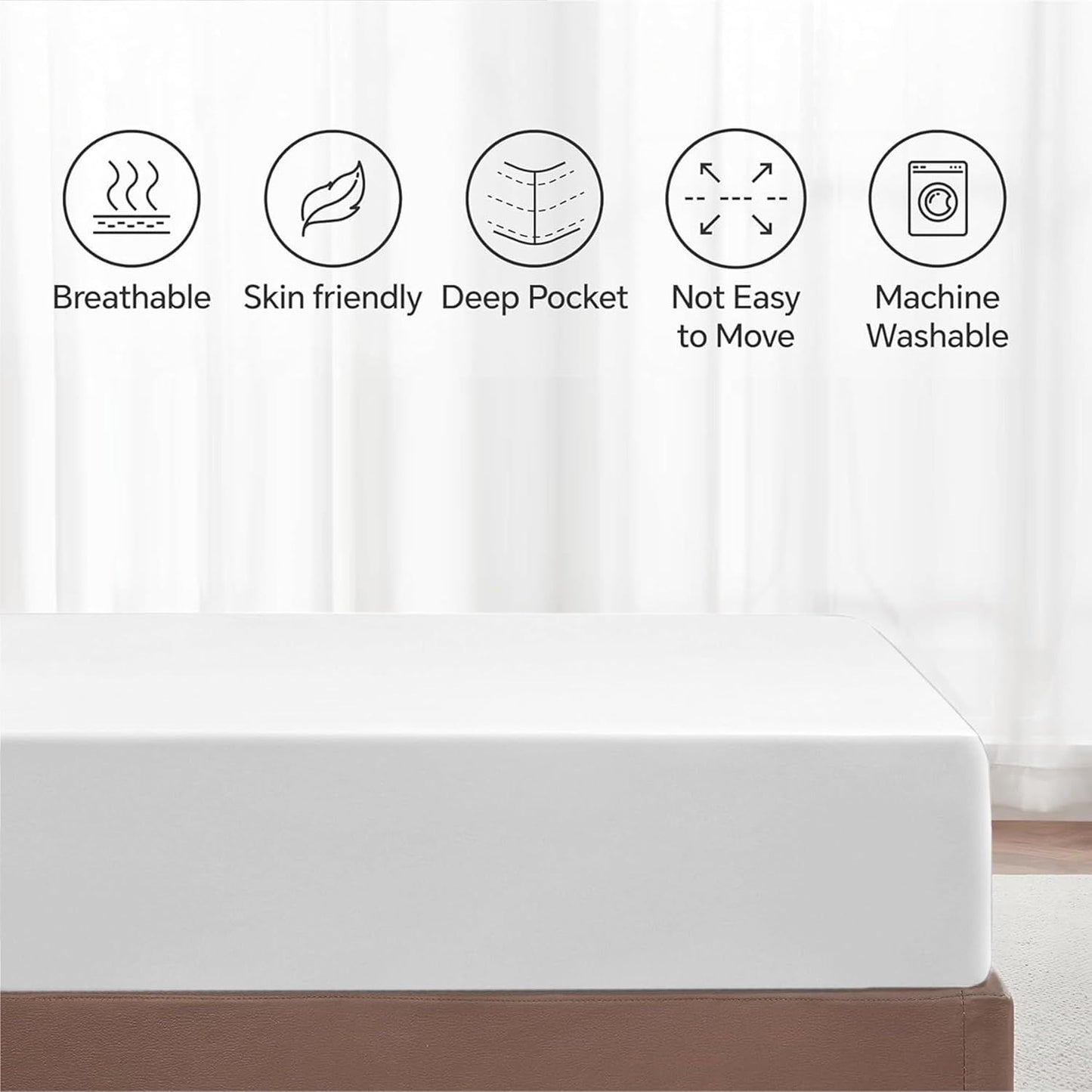 Hotel Quality Fitted Sheet - 1 Piece Fitted Sheet -Breathable Bedding - Wrinkle, Fade, Stain Resistant- 16inch/40cm Deep Pocket Fitted Bed Sheet-Wrinkle and Fade Resistant,(White,Single)