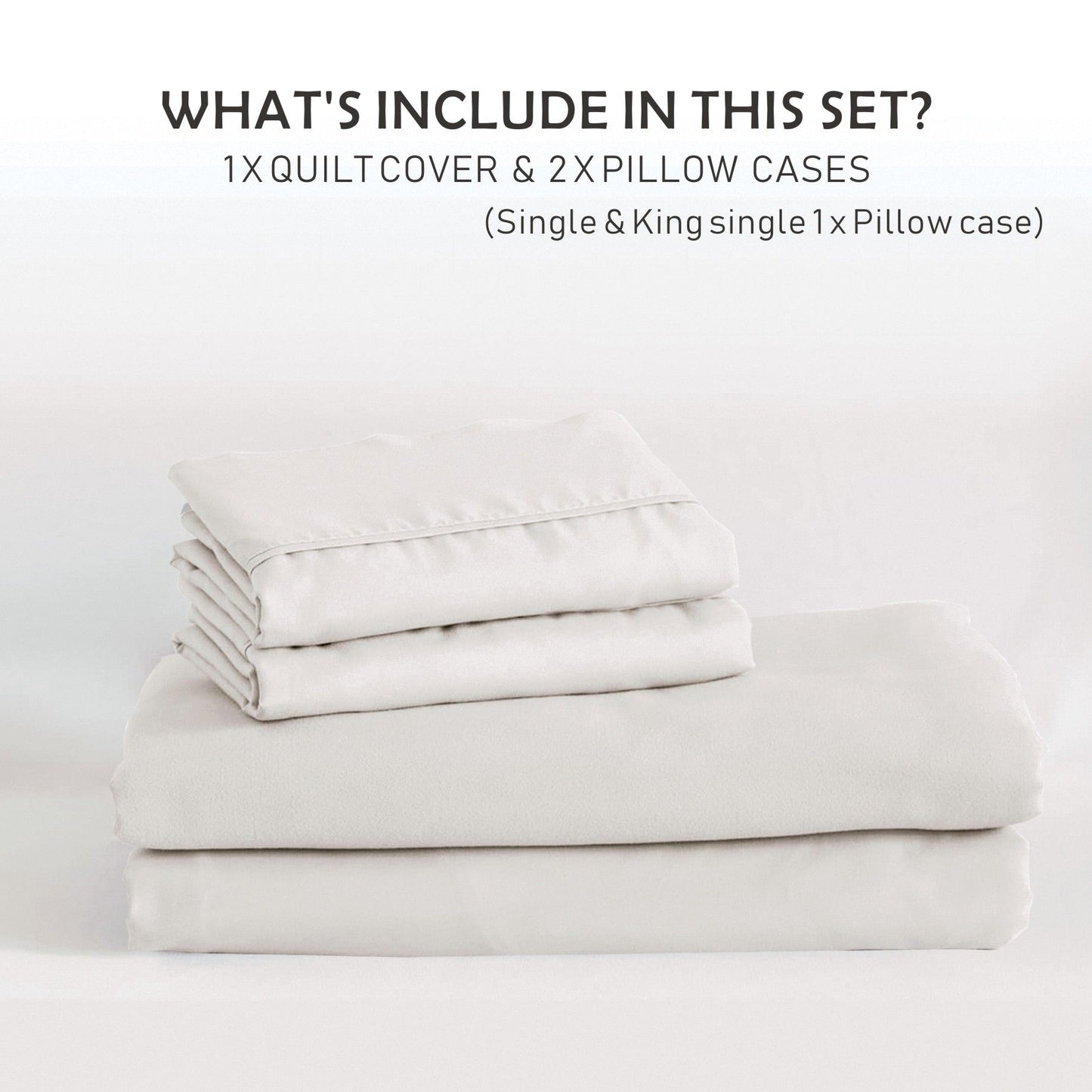 3 Piece Hotel Soft Microfiber Quilt Cover Set-2000TC Duvet/Donna Cover Set & Pillowcases -1 Quilt Cover Zipper Closure & 1 x Pillowcases-Breathable Bedding - Wrinkle, Fade, Stain Resistant(Raw white,Super King)