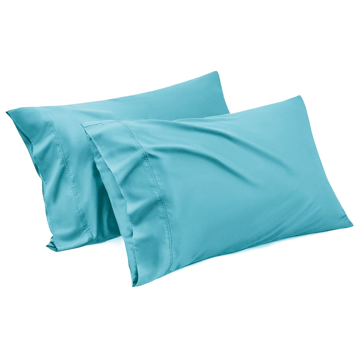 1000TC Ultra Soft Microfiber Pillowcases,Pair of Standard Pillow Covers,(ice blue, Standard Size, 48x74 cm)