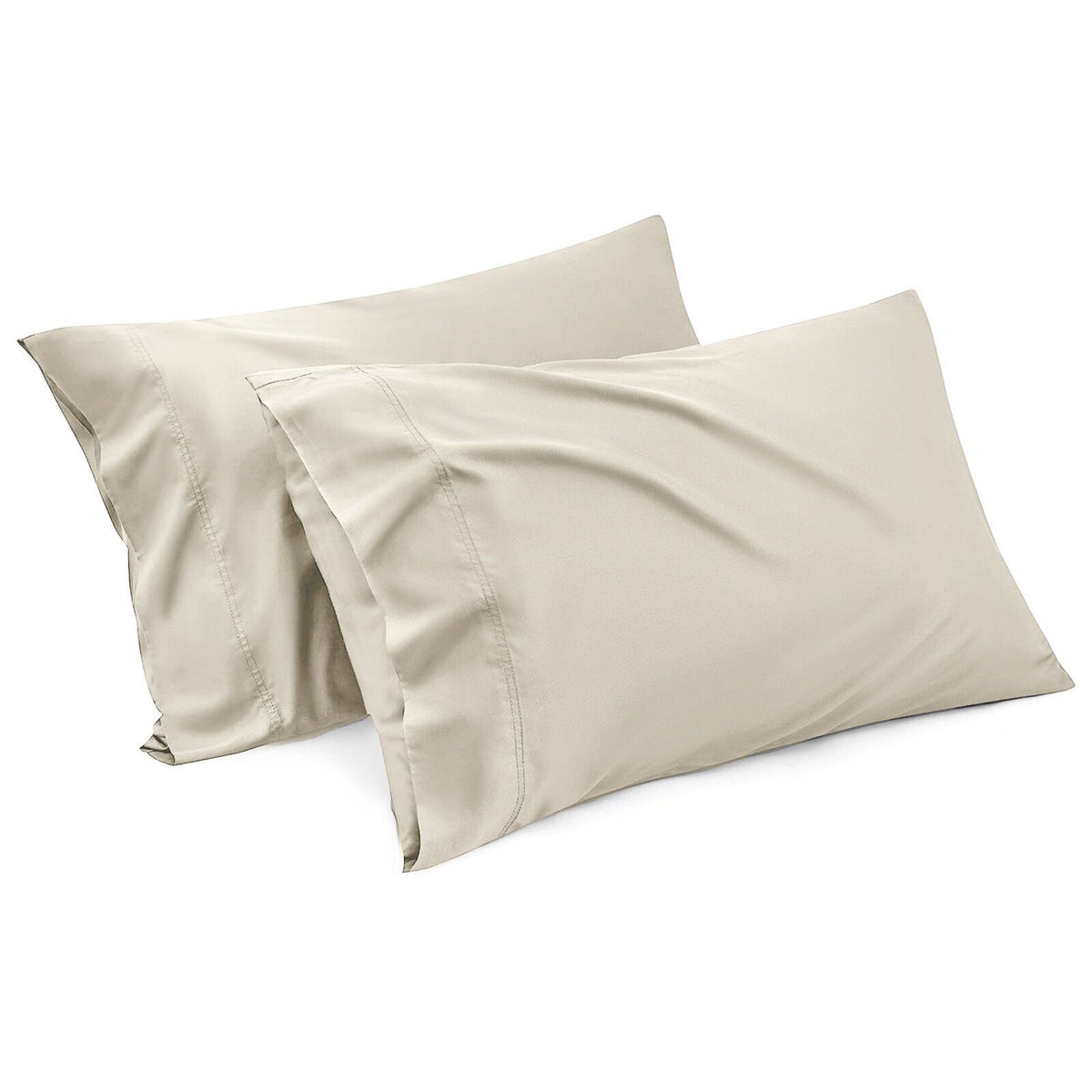 1000TC Ultra Soft Microfiber Pillowcases,Pair of Standard Pillow Covers,(cream, Standard Size, 48x74 cm)