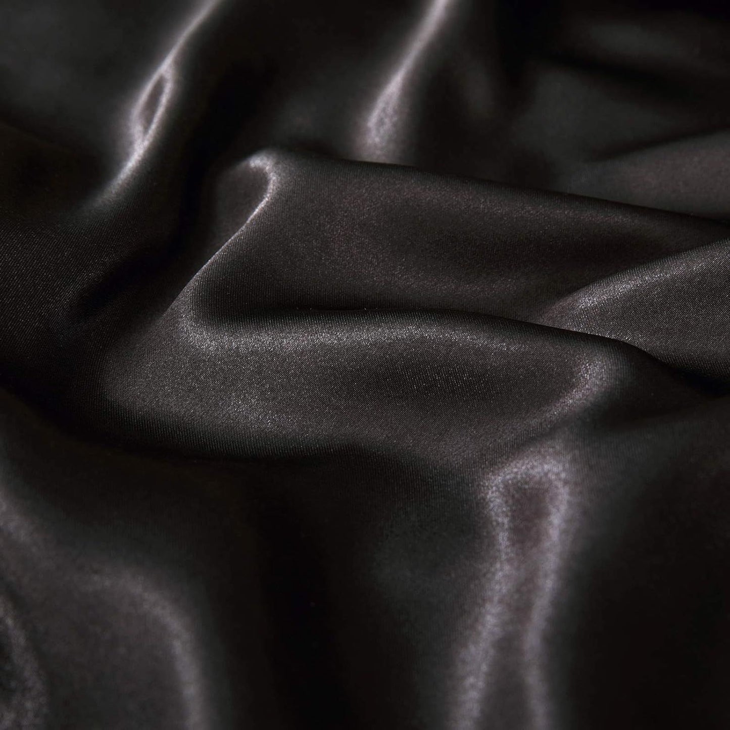Satin Quilt cover Set Hotel 3 Pieces Quilt cover with Pillowcase, Art Silk Bedding Set-Luxury Soft Silky pillowcase for Hair and Skin, Similar to Silk Duvet/Donna Cover Set- 3 Pieces(King,Black)