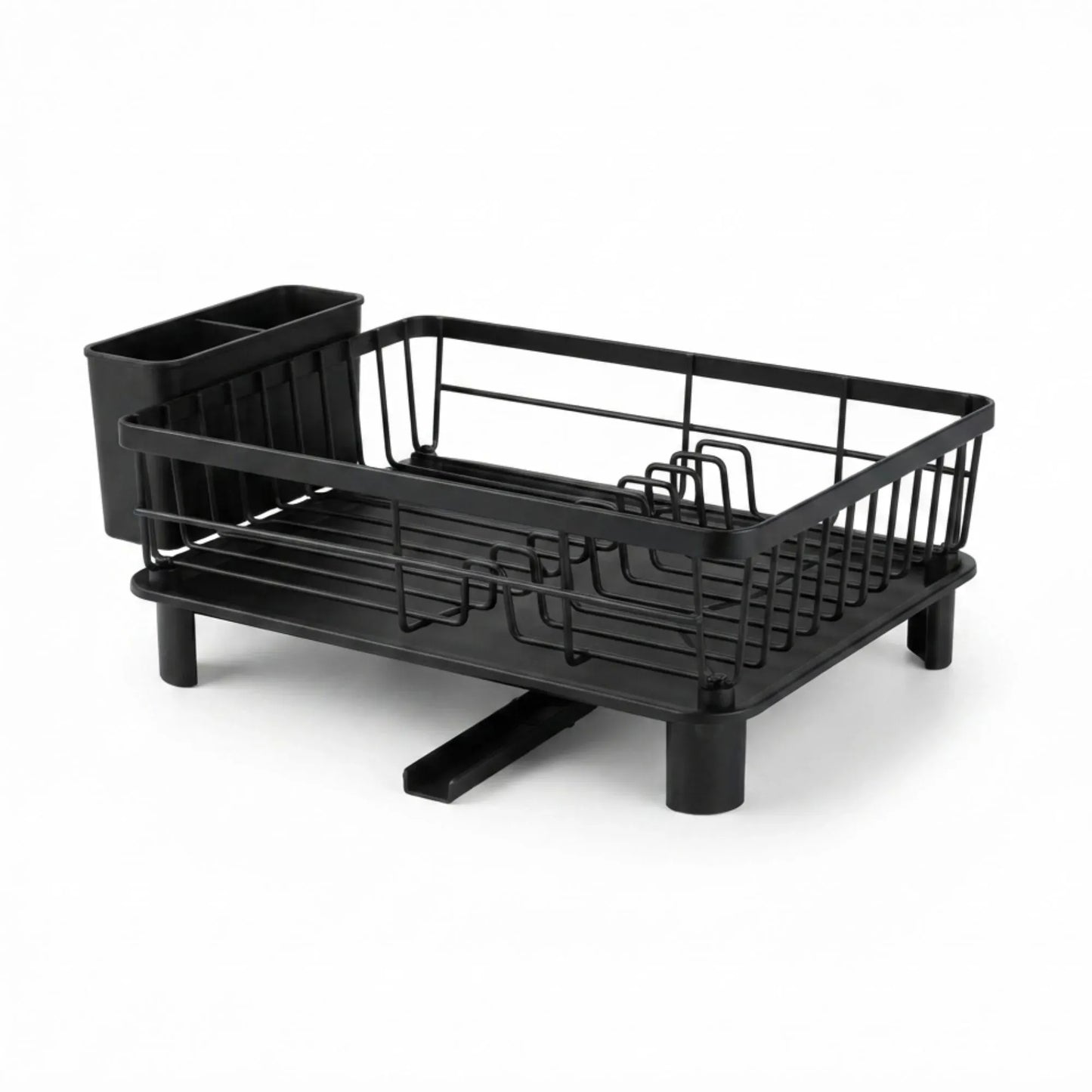 CARLA HOME Dish Drying Rack with Drainboard & Utensil Holder for Kitchen (Black)