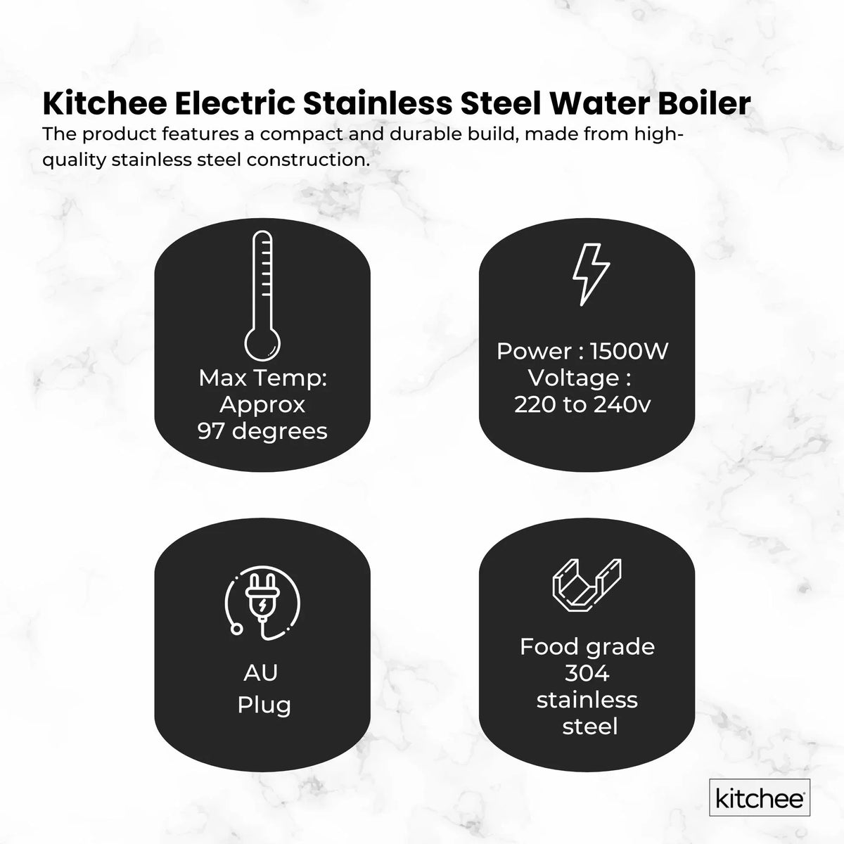 Kitchee 15L Electric Water Boiler - Stainless Steel Commercial Hot Liquid Urn