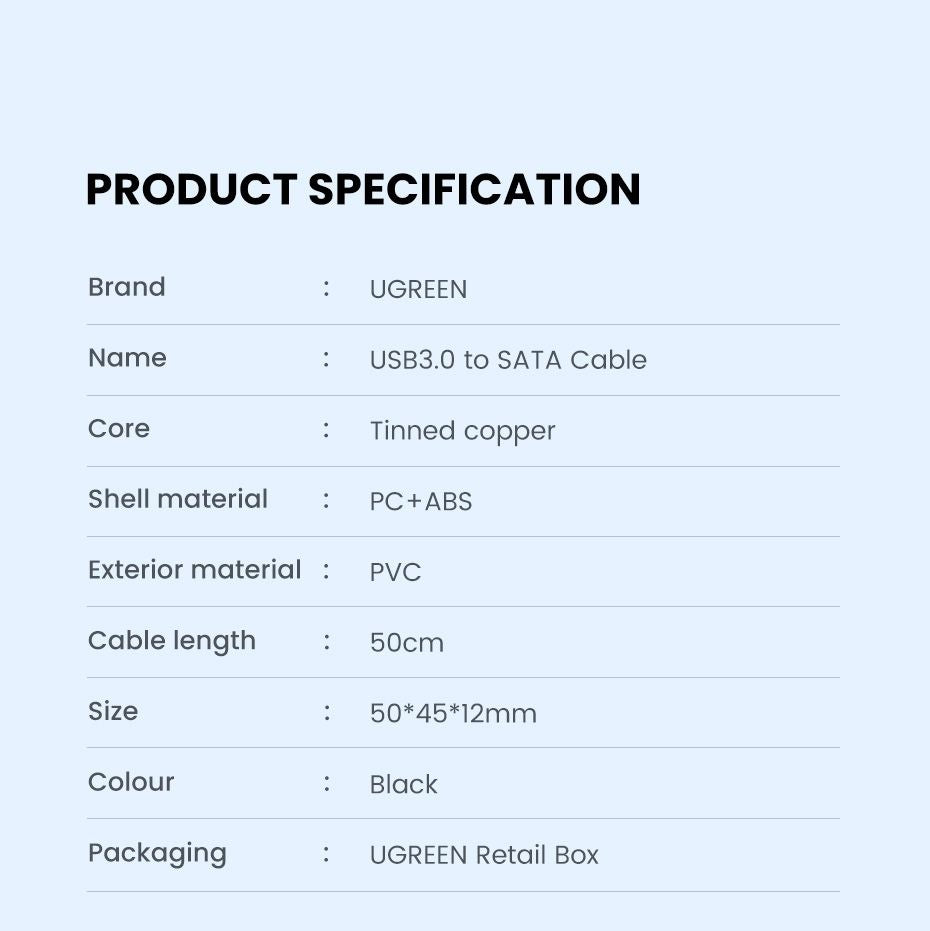 UGREEN 60561 SATA to USB 3.0 Adapter Cable with UASP SATA III to USB Converter