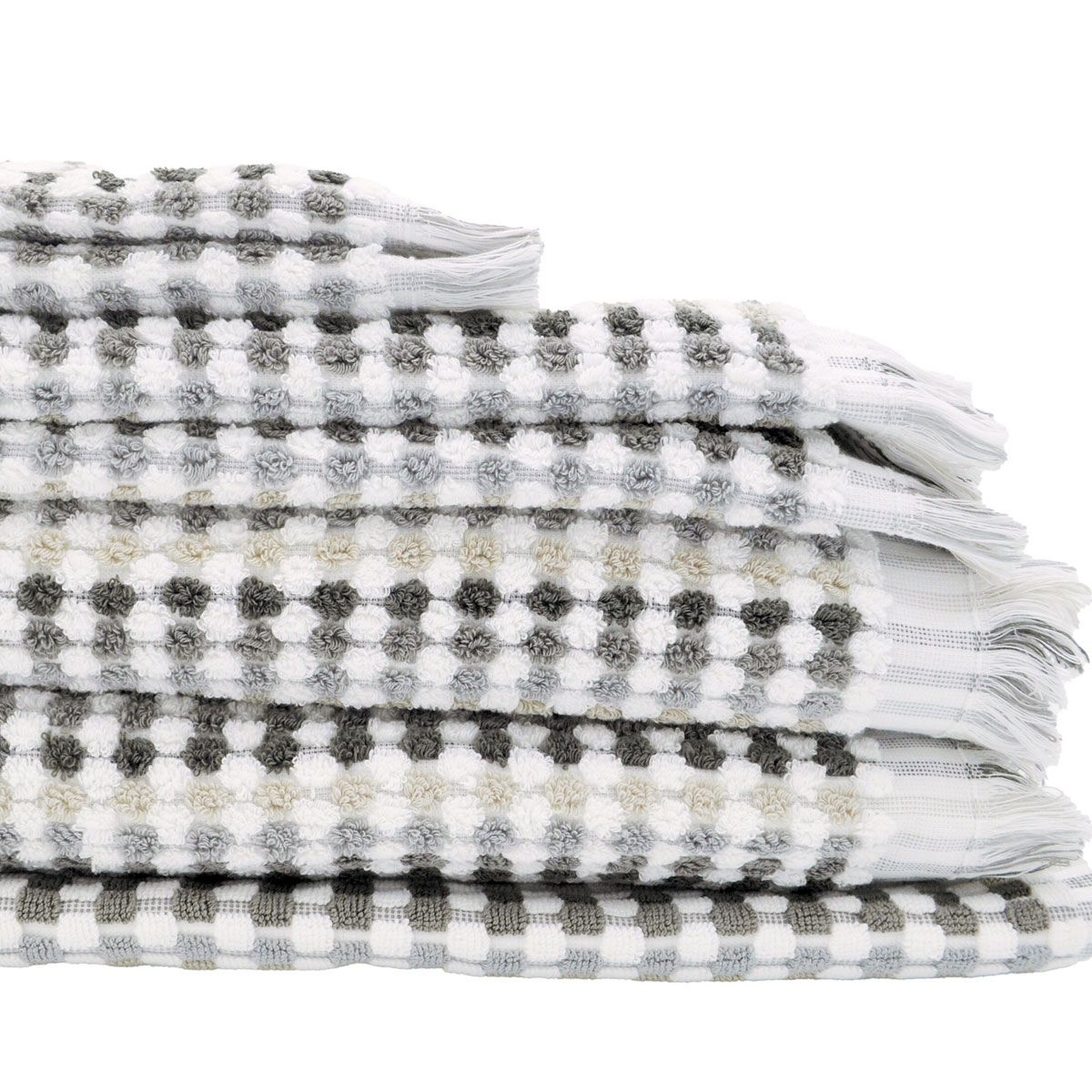 Jenny Mclean Pom Pom Cotton Set of 7 Towel Set Grey Tones