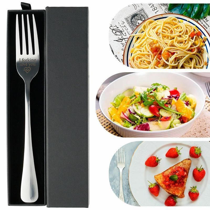 Engraved Stainless Steel Fork with Gift Box Love Message Utensil for Couples Present - A.I forking love you