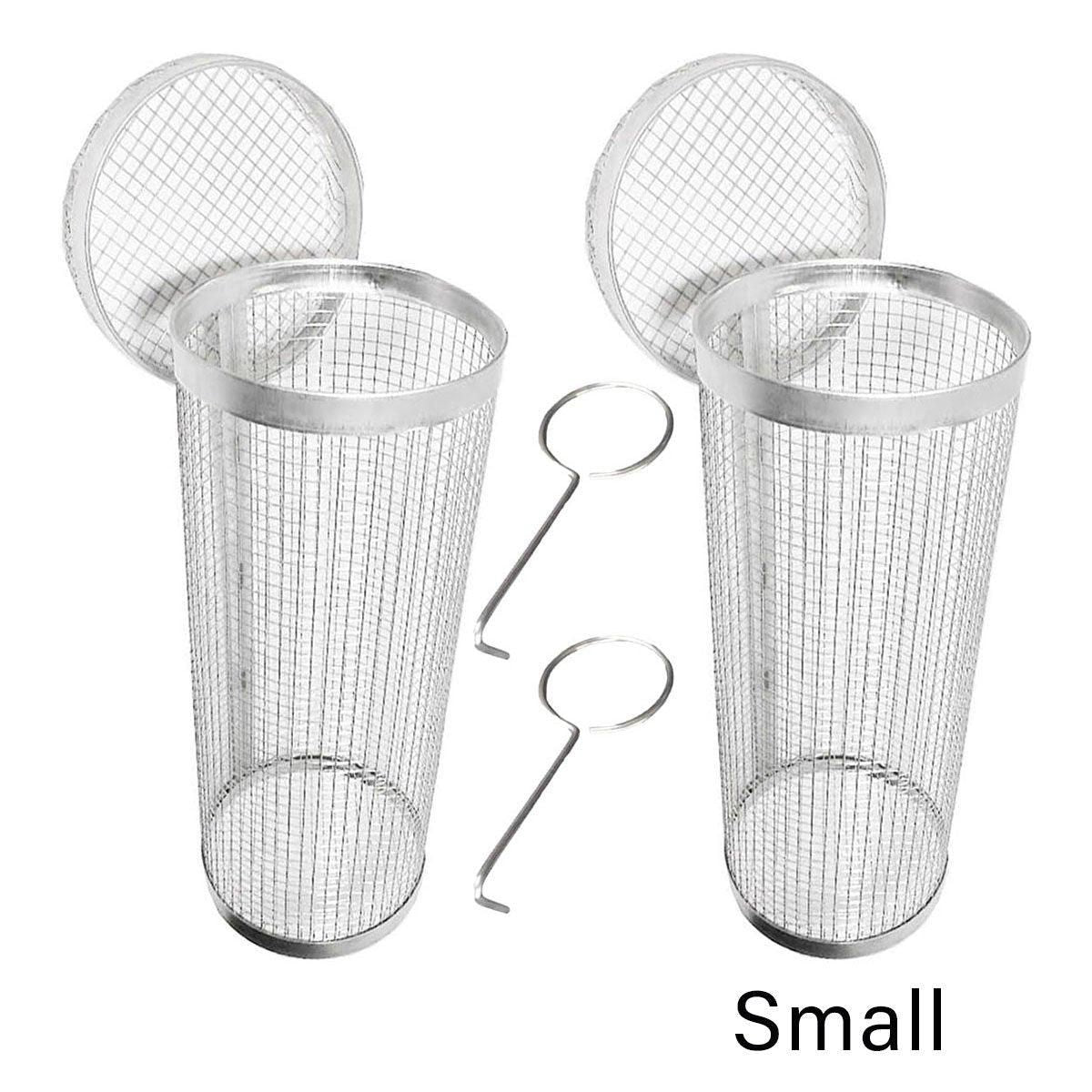 2pcs BBQ Basket Round Grill Cage Portable Rotating Net for Outdoor Cooking - Small