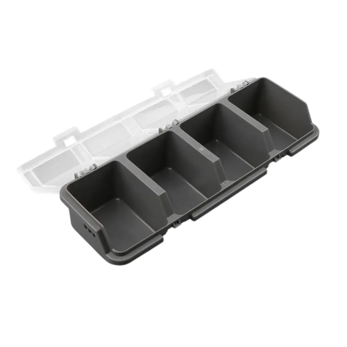 4-Grid Parts Storage Box Plastic Electronic Hardware Accessory Case with Lid - Grey