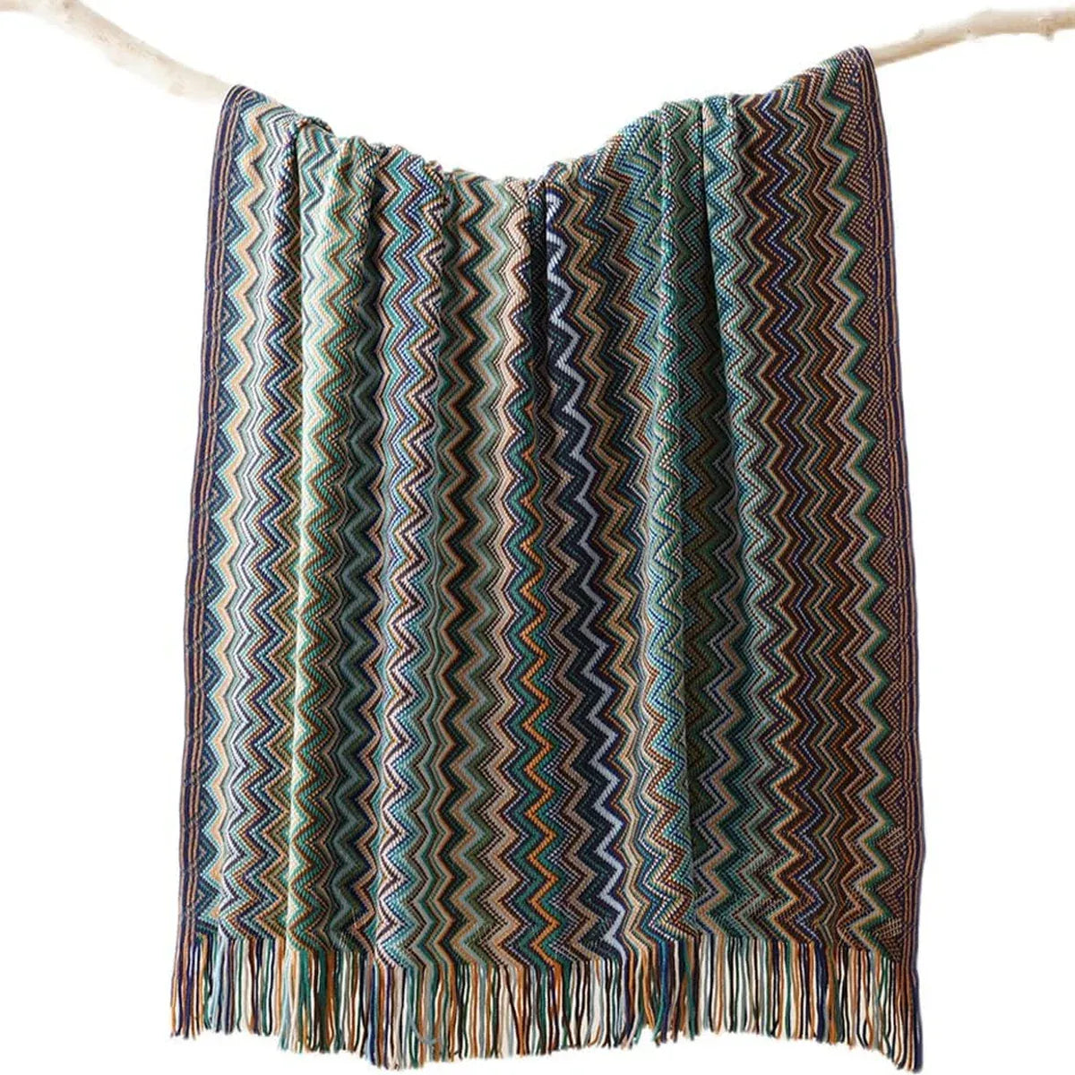 Peacock Blue Houndstooth Bed Runner Decorative Throw for Hotel or Home Bedding - 60x180cm