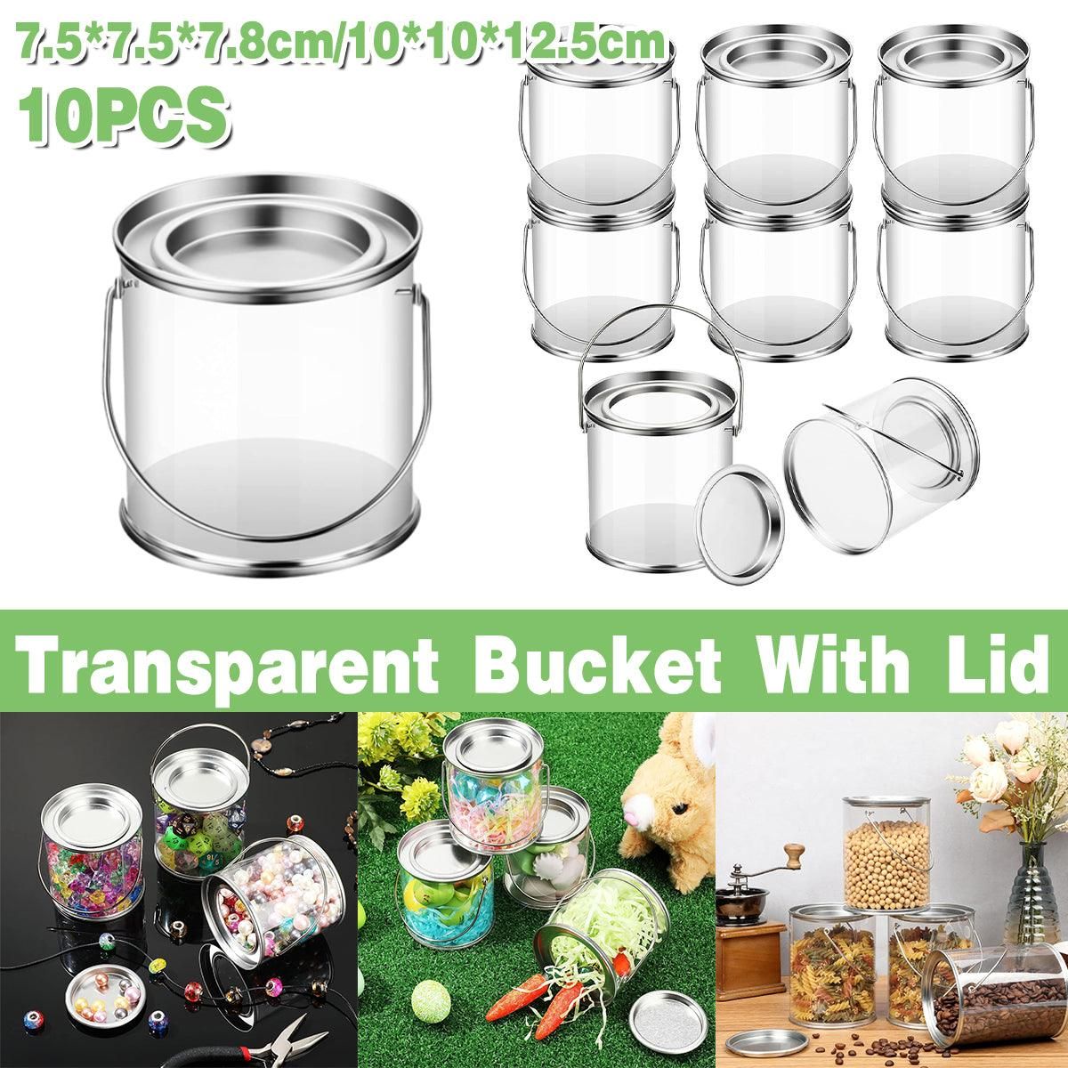 10pcs Cylinder Box with Iron Lid Round Bucket Candy Jar Storage Container - 7.5x7.5x7.8cm