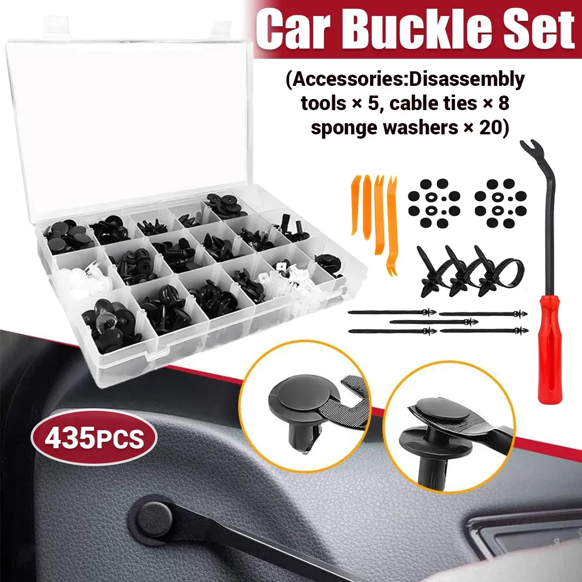 435PCS Car Buckle Set for Auto Body Trim Bumper Fender Repair