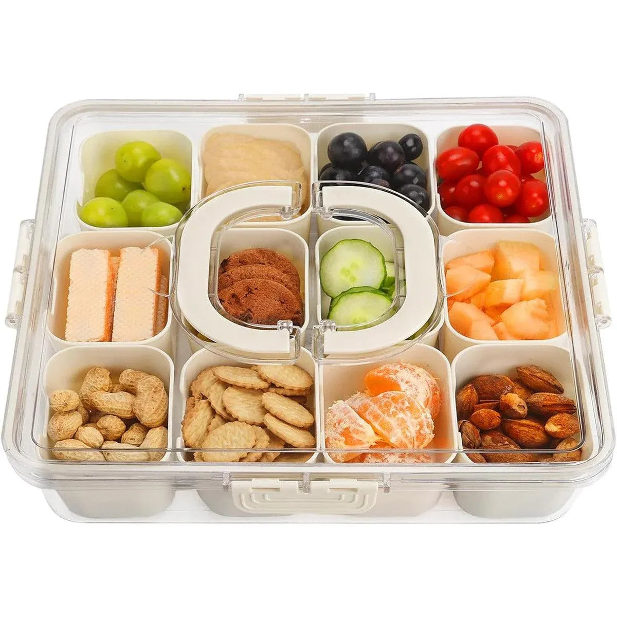 2pcs Salad Box Portable Sealed Bento Box Transparent Fruit Storage 12 Squares