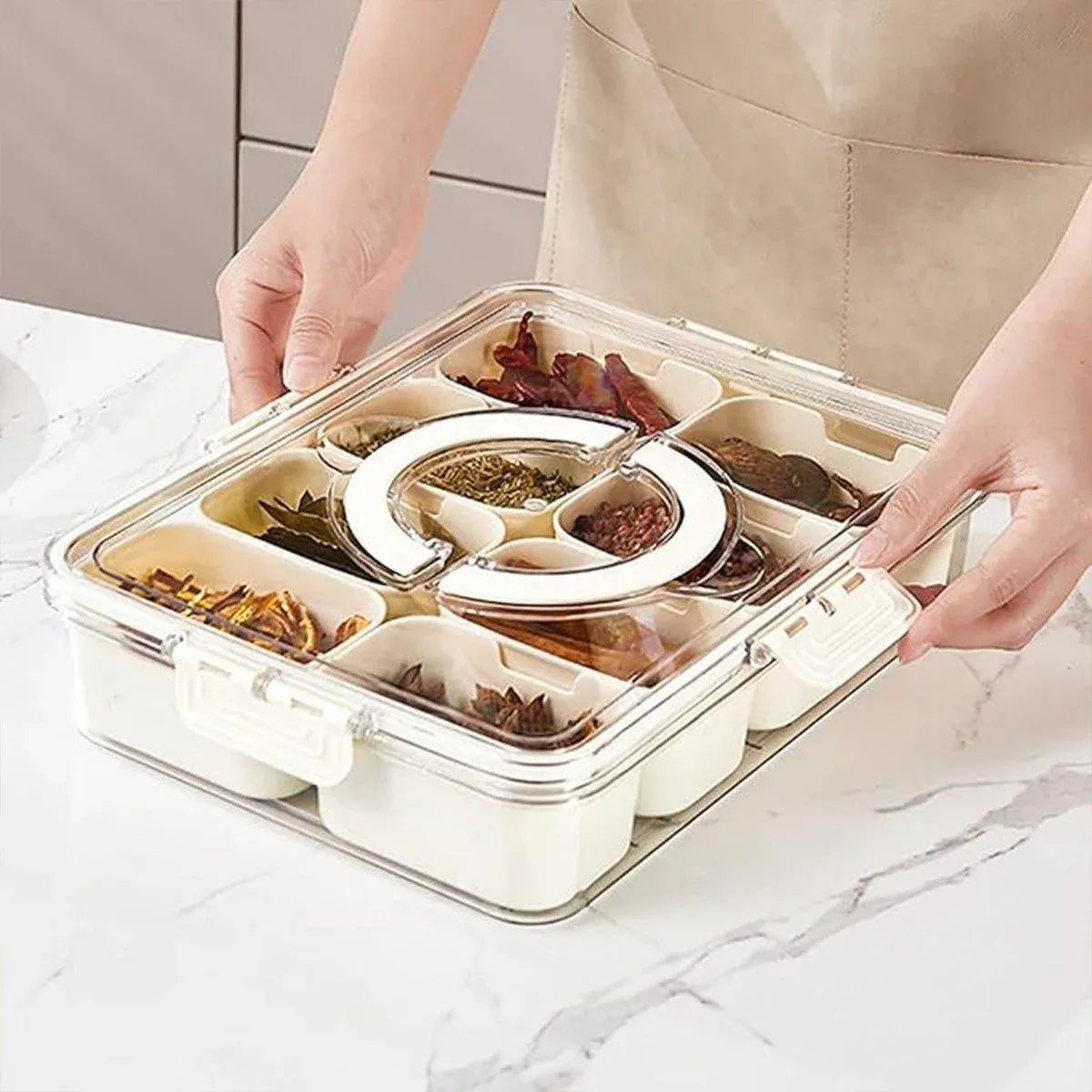 Food Grade Airtight Storage Box Portable Multi-compartment Seasoning Container - Small
