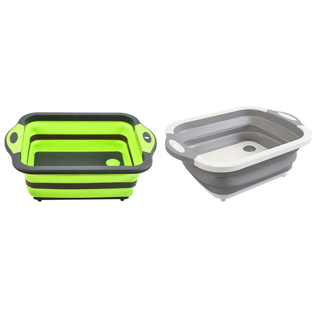 Multifunctional Plastic Sink Cutting Board Foldable Draining Basket Outdoor Dish - White