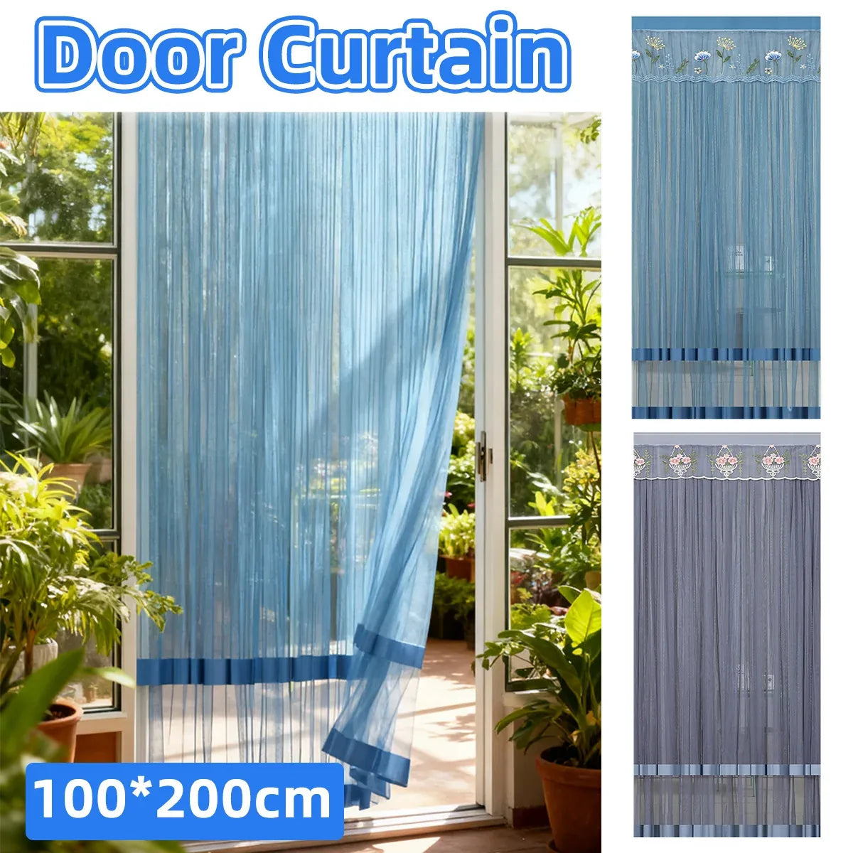 Door Curtain Breathable Insect Proof Durable High-Quality for Home Kitchen Use - Blue