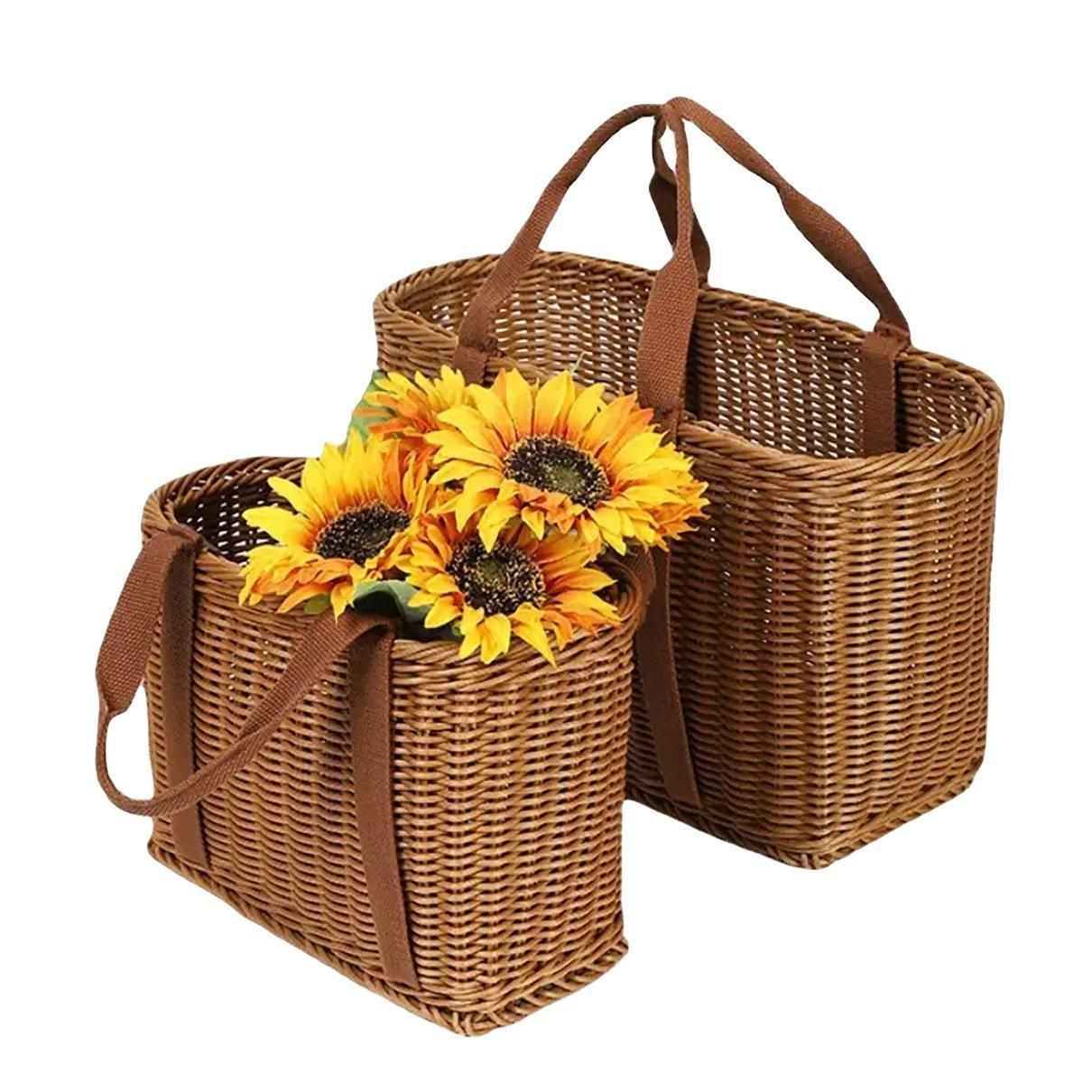 Imitation Rattan Woven Basket Shopping Basket Fruit Vegetable Storage Basket - Small