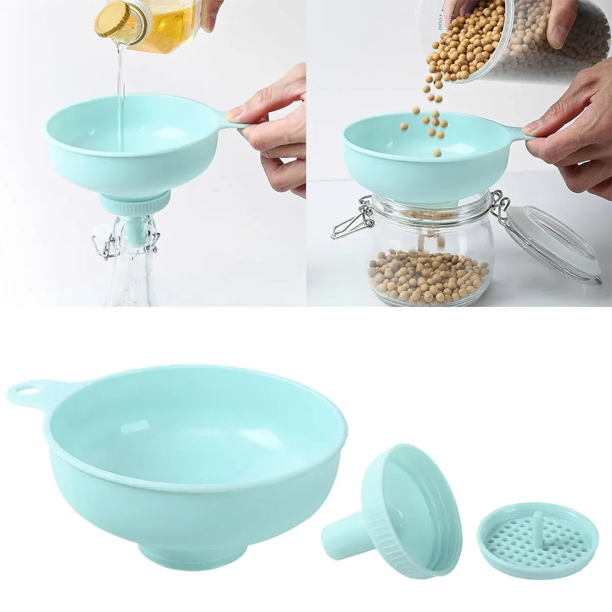 3 in 1 Multi Function Plastic Funnel Set Food Grade for Cooking Baking Liquid