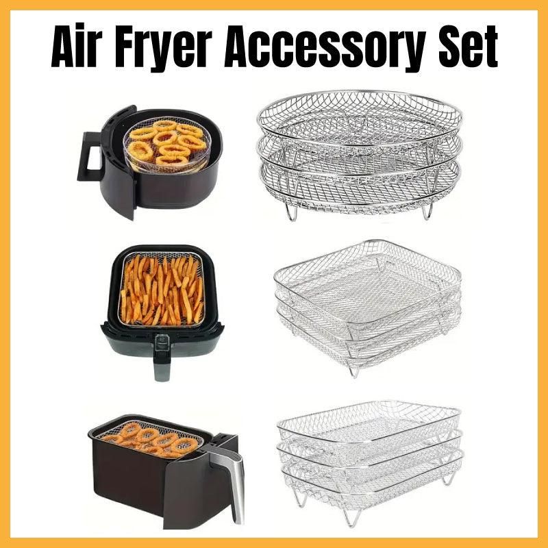 Air Fryer Grill Rack Multi Layer Removable Shelf Mesh Rack for Cooking BBQ - Rectangle