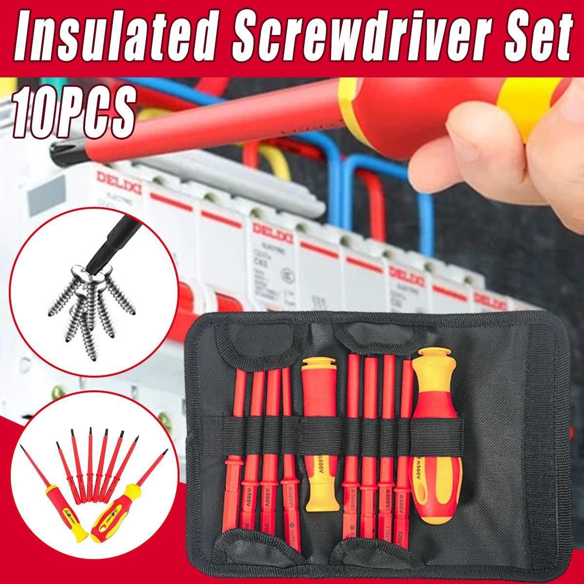 10-Piece Interchangeable Screwdriver Set with Storage Roll