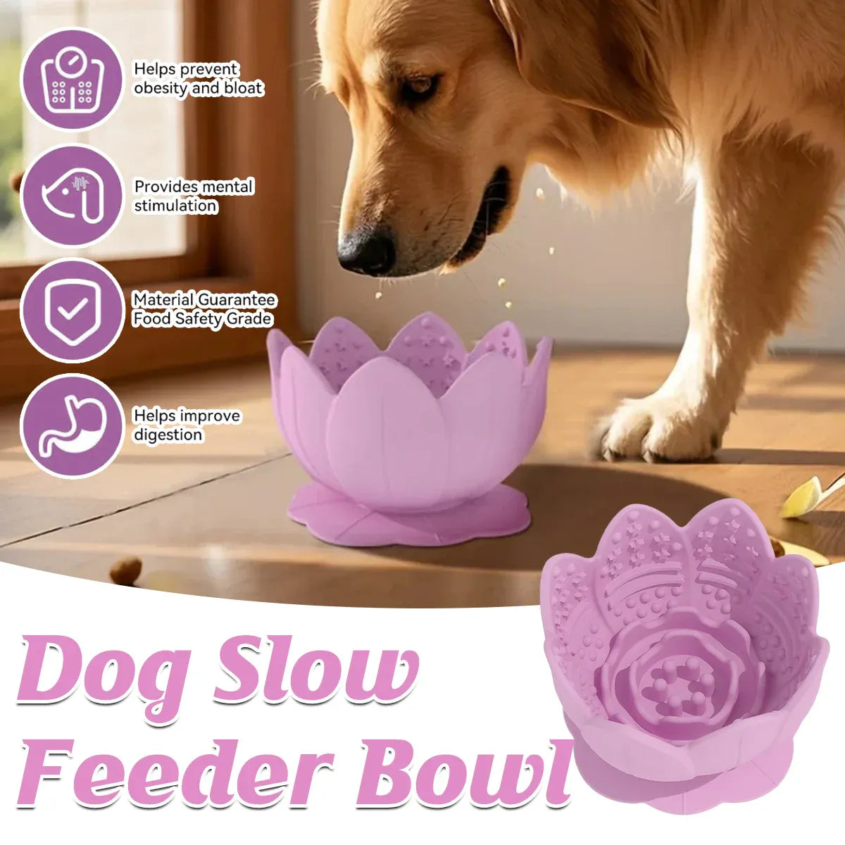 Shape Food Grade Material Dog Slow Feeder Bowl Non Slip Promote Healthy Eating