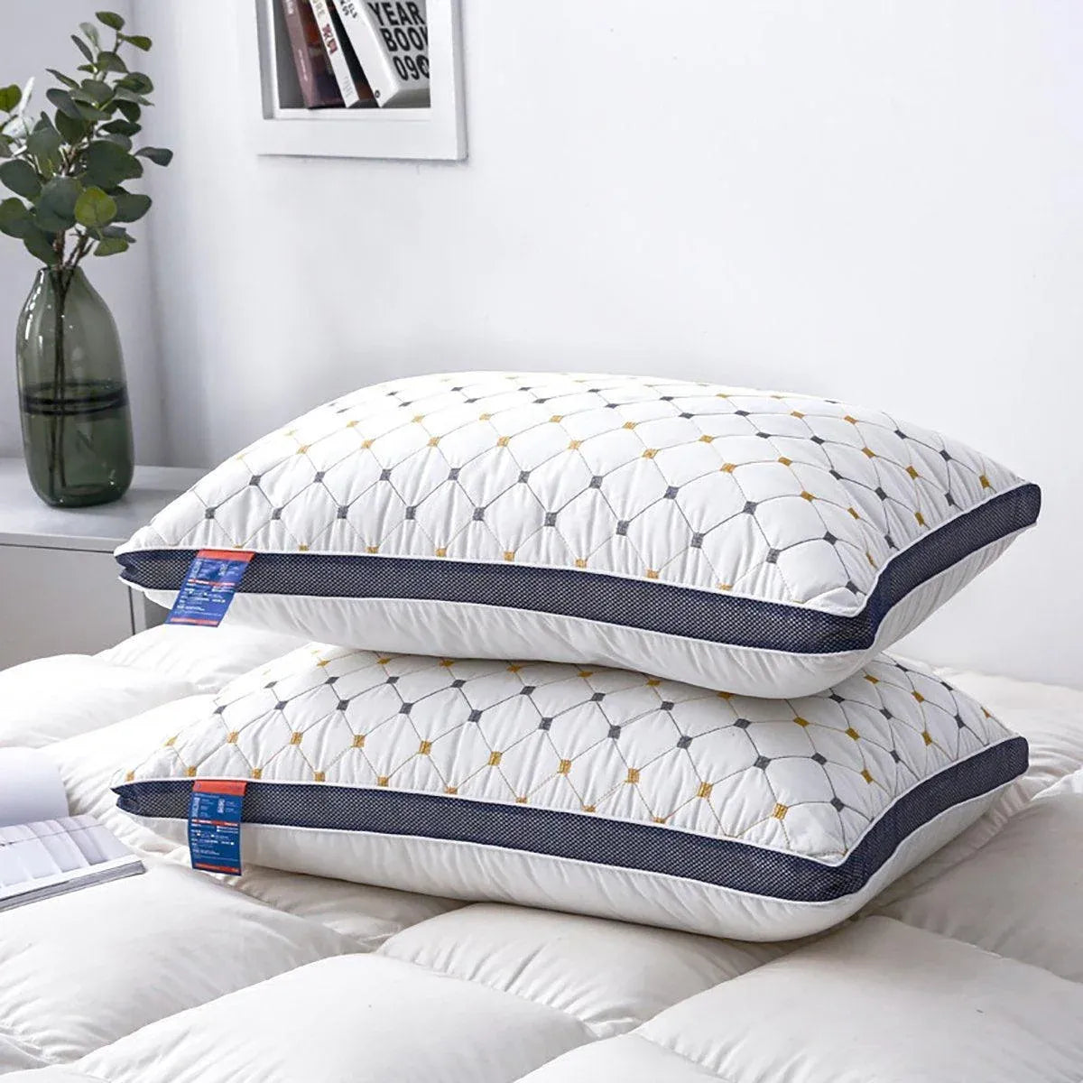 1/2pcs High Rebound Feather Velvet Pillow Washable Soft Bed Cushion Core Support - 700g-2pcs