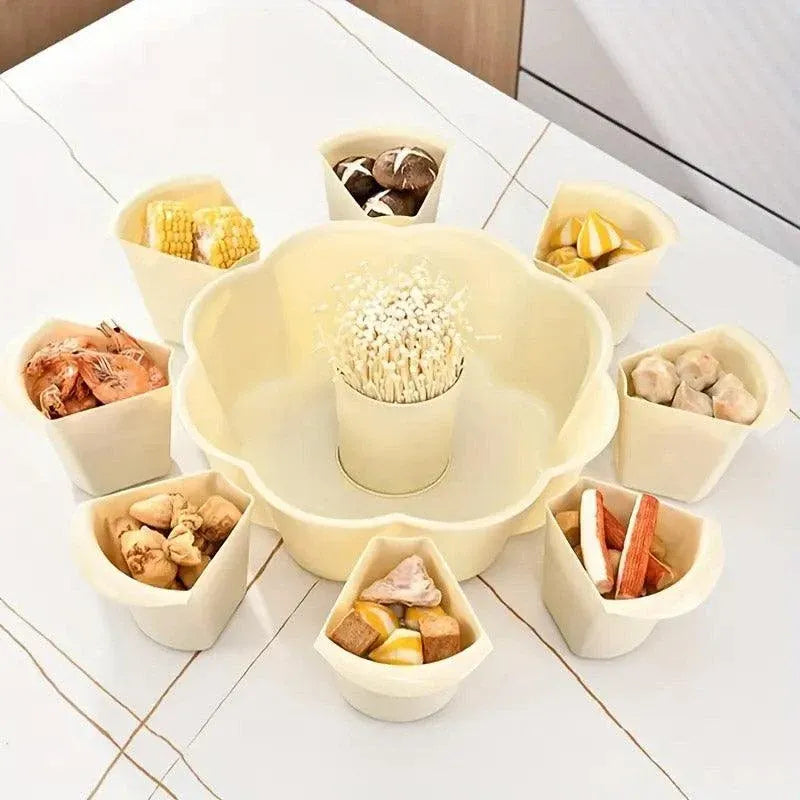 Multifunctional Hot Pot Platter 9 Grid Serving Dish Vegetable Snack Plate Tray