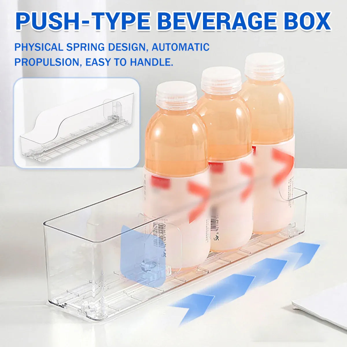 Fridge Drink Organizer Auto Push Forward Dispenser Adjustable for Cans Bottles